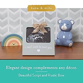 Kate & Milo Baby Sonogram Photo Frame, I Can\'t Wait To Meet You Ultrasound Keepsake, Ideal Pregnancy Announcement, Nursery Dcor, Girl and Boy Gift, Gray