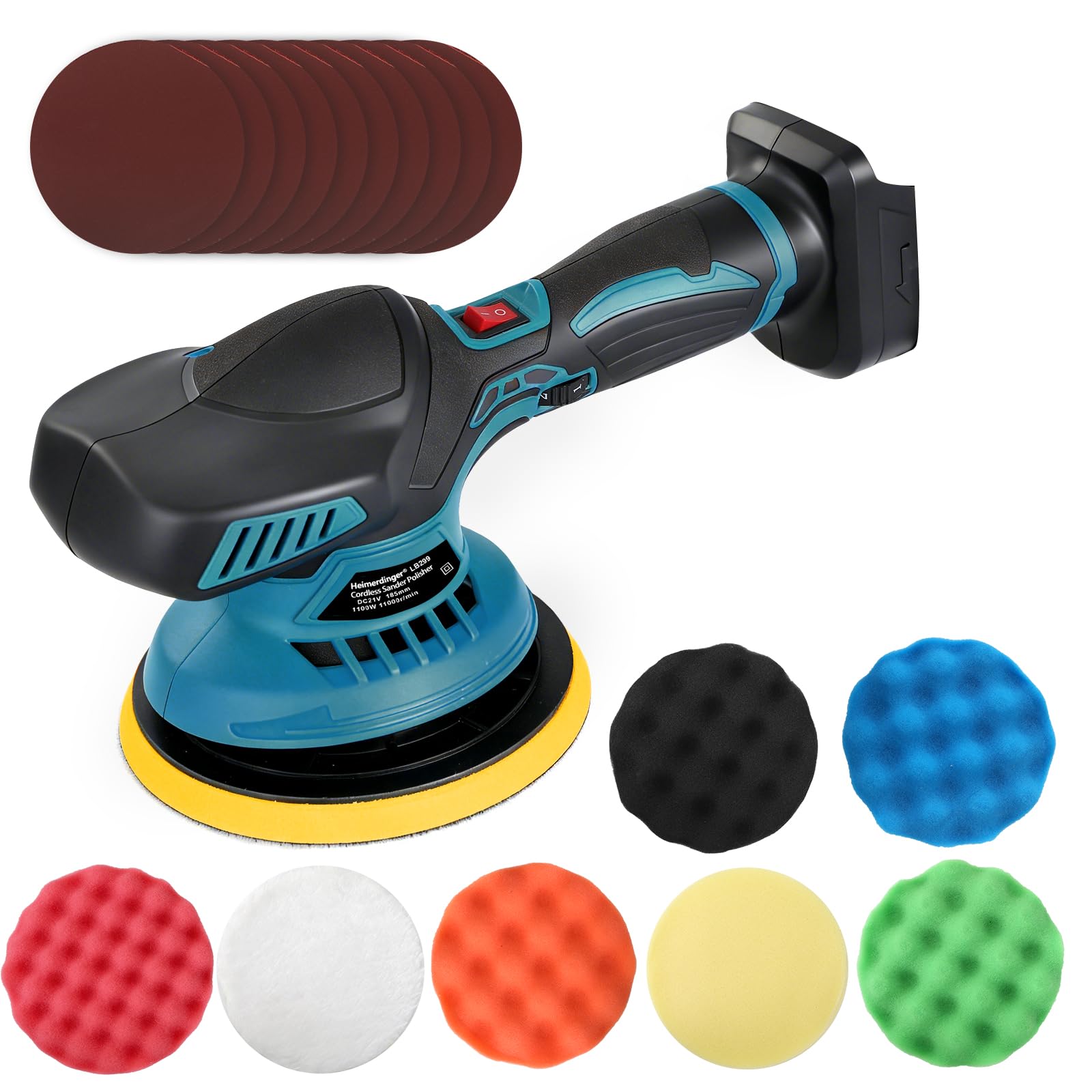 6" Cordless Car Polisher for Makita 18V,6-Speed Orbital Buffer