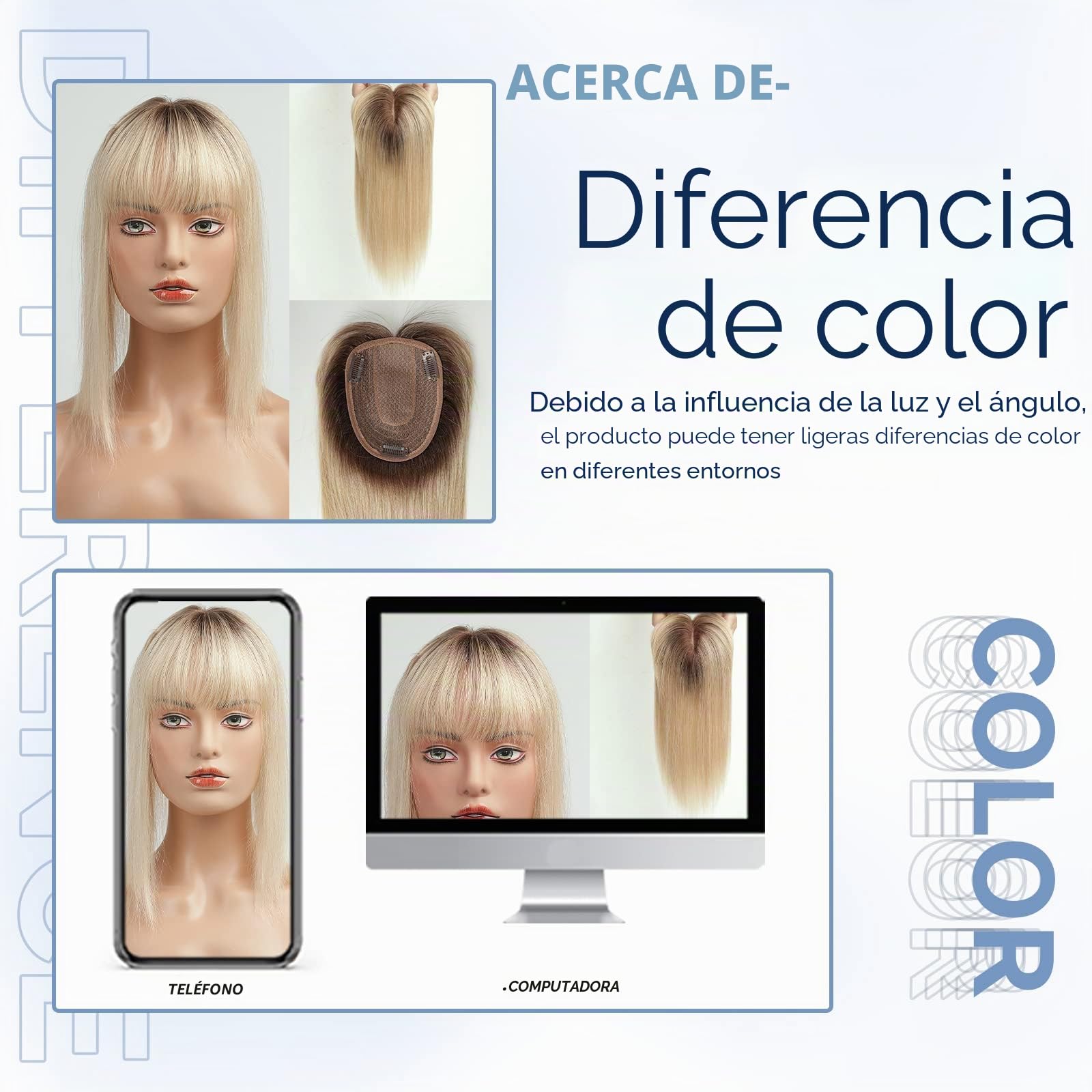 HAIRCUBE Peluca femenina peluca superior 100% con flequillo en el pelo humano, 150% de densidad base de seda clip ligero pérdida de cabello/cabello delgado / 14in 40 g (Marrón oscuro y oro claro)
