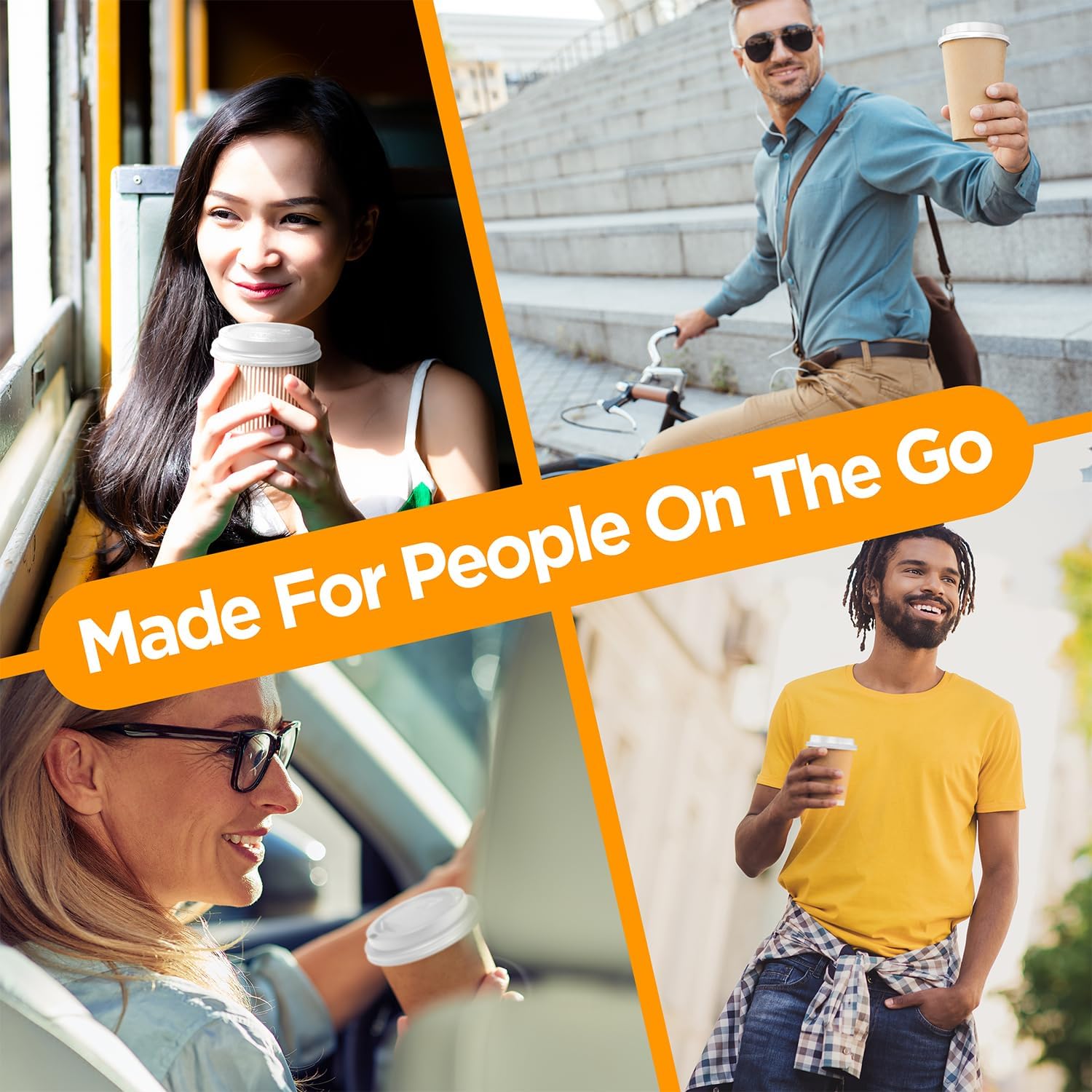 (500-Pack) Coffee Cup Lids - Disposable Coffee Lids for 8, 10, 12, 16, 20, & 24 oz Paper Cups, Dome for To-Go Beverages, Expresso, Tea, Hot Chocolate - White