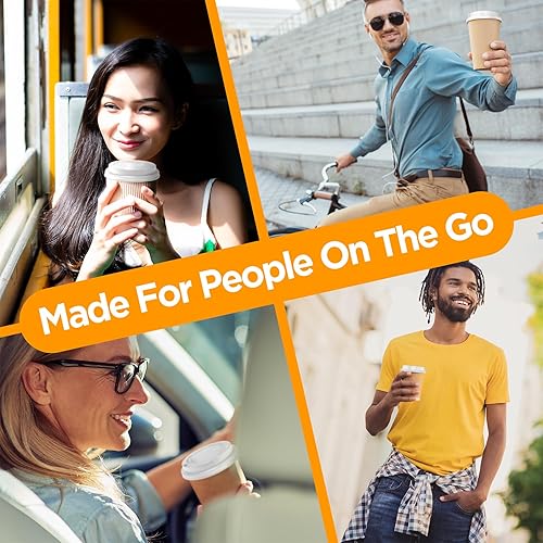 Miniatura 6 de Paquete de 500 tapas para tazas de café, tapas de café desechables para vasos de papel de 10, 12, 16, 20 y 24 onzas, vasos para sentadillas de 8