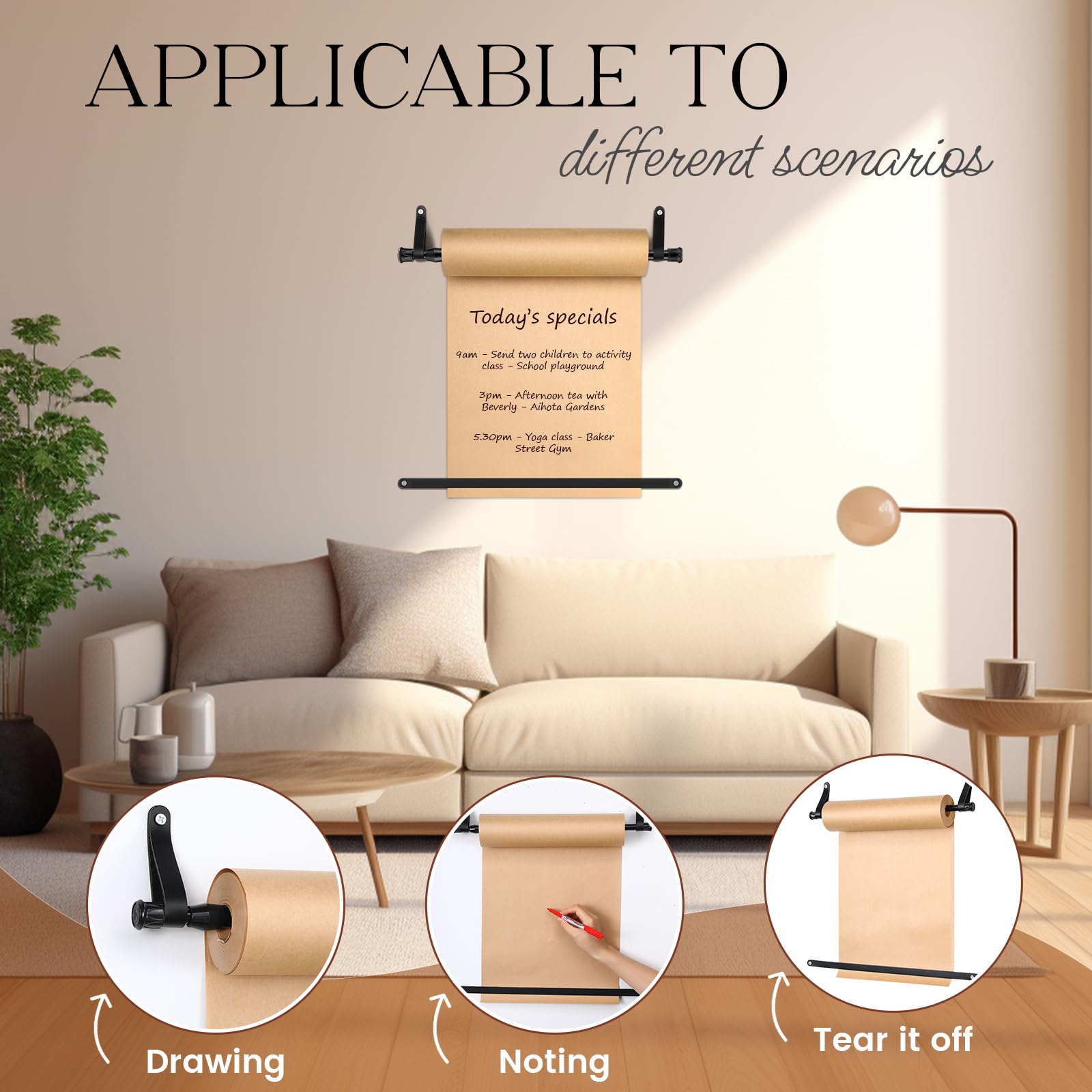 Lincia Kraft Paper Roll Holder Dispenser Wall ounted Butcher Paper
