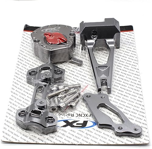 Miniatura 9 de Asiento estabilizador de dirección CNC ajustable para motocicleta con kit de soporte de montaje, juego completo compatible con MT-09 FZ-09 MT09 FZ09