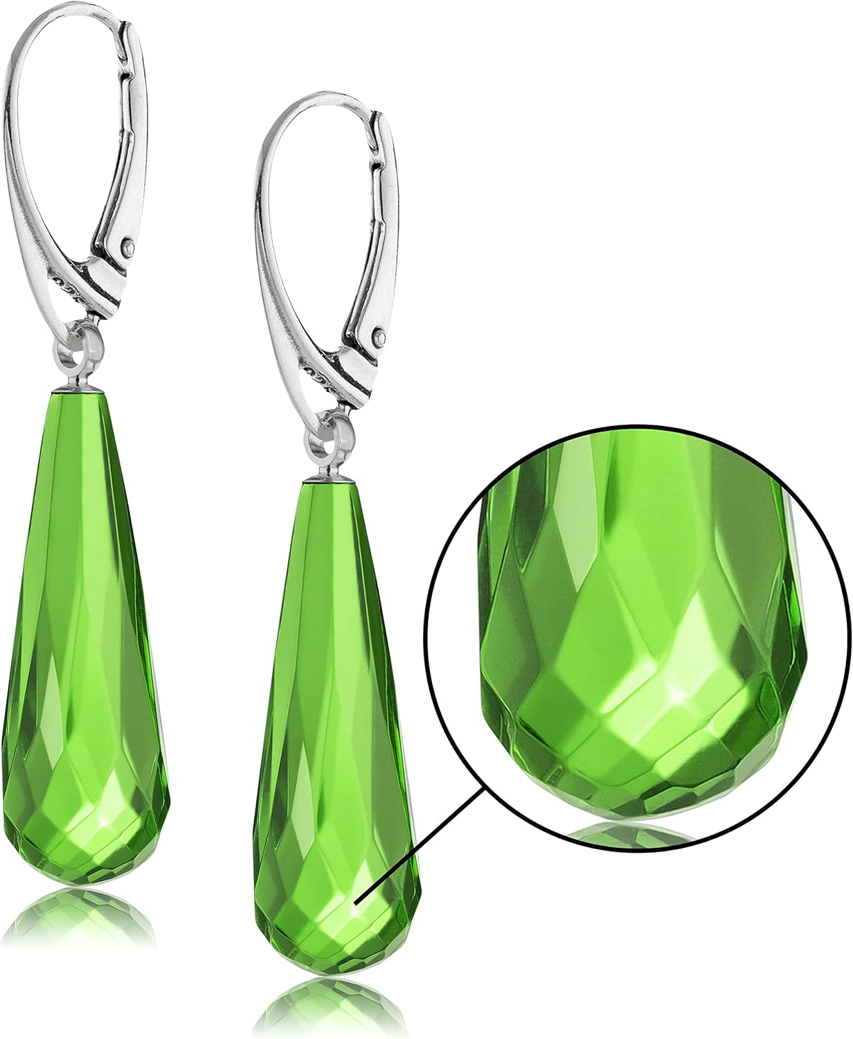 Amber Earrings for Women - Statement Gemstone Jewelry, Gold Plated Sterling Silver Leverback, Dangle Semi Precious Stone Ladies Earrings, Elegant Gift for Her - Image 4