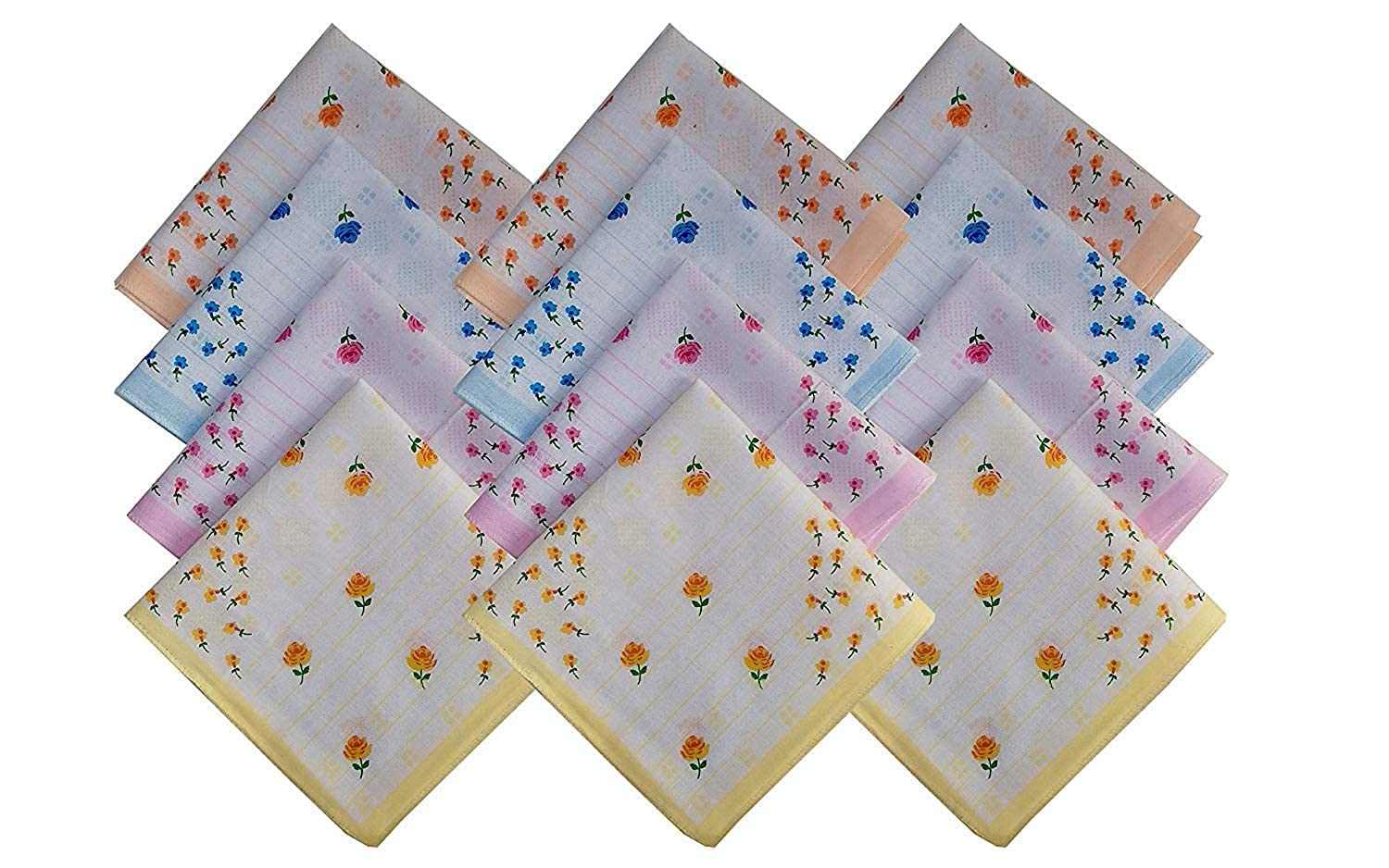 Orchid Enterprises Women's & Girls Cotton Multicolor Handkerchief Set of 12 Cotton Ladies Hand Kerchief-image-11