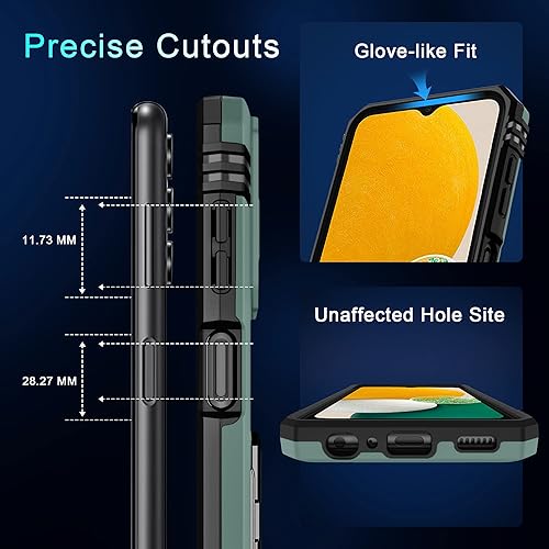 Miniatura 7 de DEERLAMN Funda para Samsung Galaxy A13 5G4G LTEA04s con cubierta deslizante para cámara + protector de pantalla, soporte magnético giratorio, grado