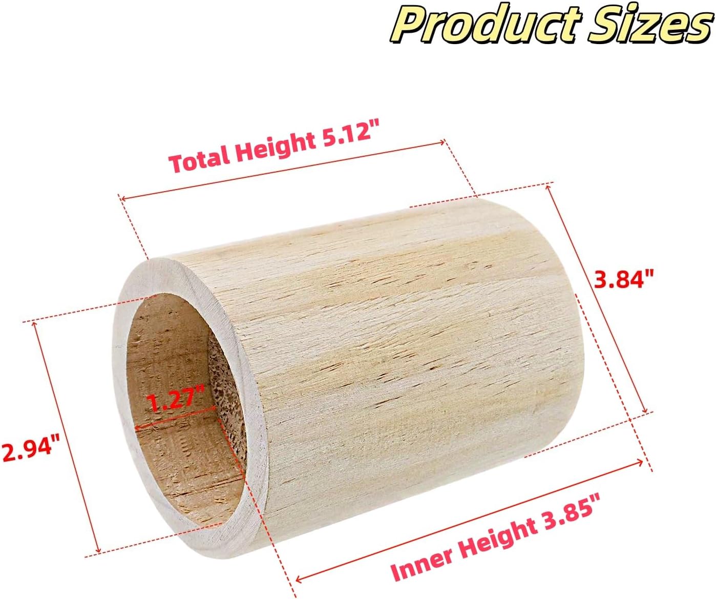LC LICTOP Solid Pine Wood Round Furniture Riser 4Pcs, 3.85-5.12 Inch Rising Height, Fit 2.94 Inch Leg, Support 880 lbs Heavy Duty Furniture Feet Lifter for Under Bed Storage Desk Sofa Chair