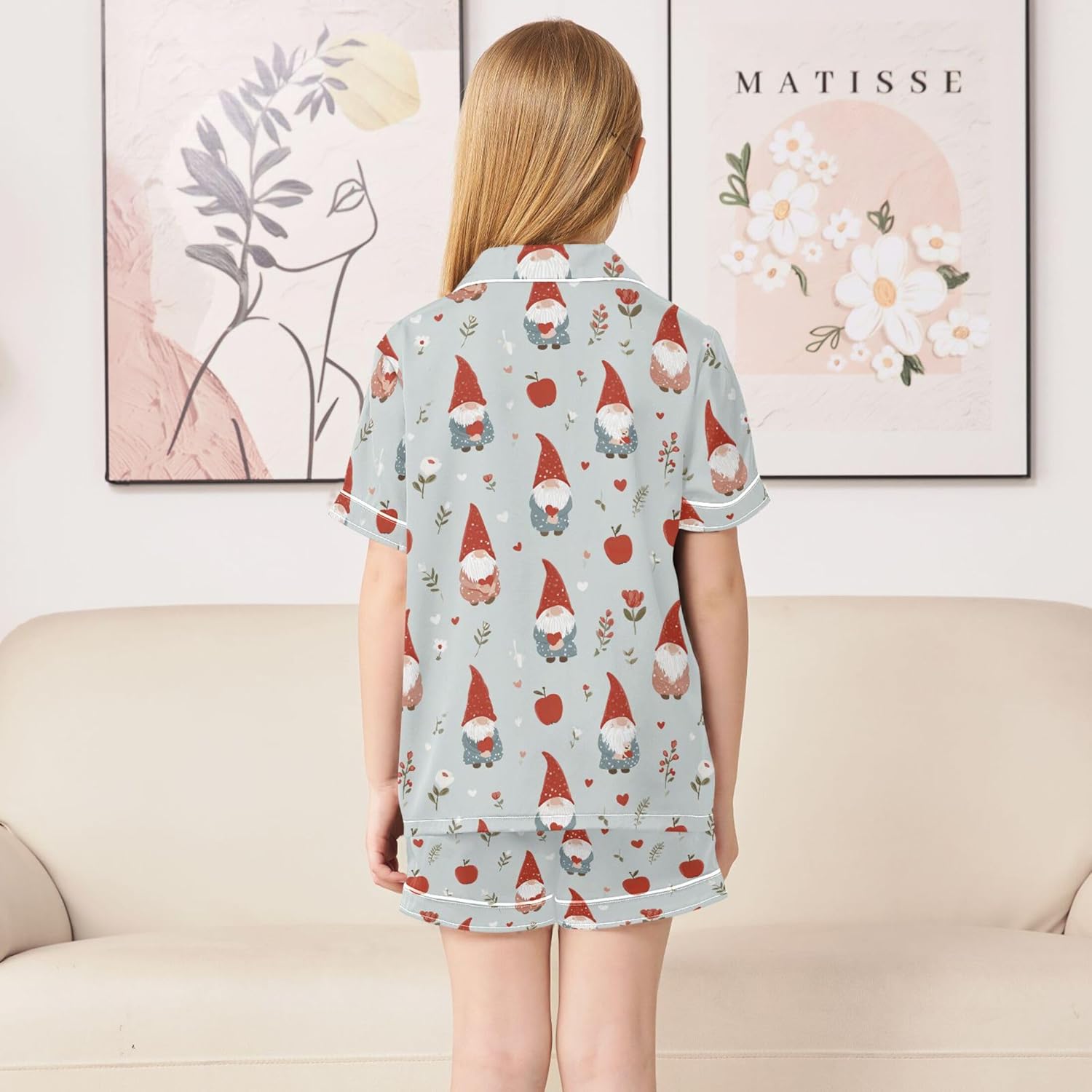 Silk Pajama Sets Short Sleeve Pajamas Soft Sleepwear 2 Piece Pjs Set