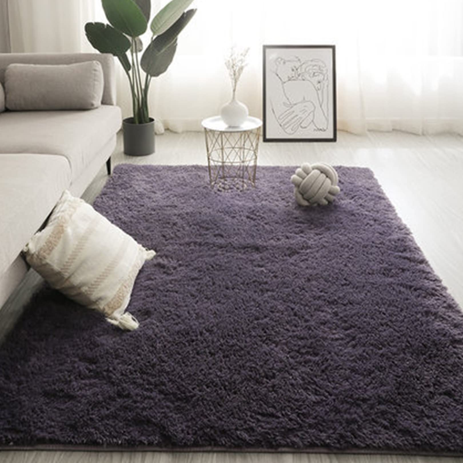 YUANBIAO Alfombra Shaggy 180x200cm Vellón Alfombra Antideslizante Suave Mullida Duradera Resistente para la decoración de Salas de Estar y dormitorios, Gris Oscuro