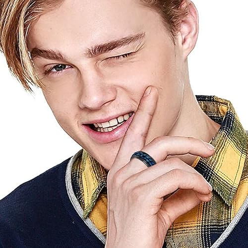Miniatura 3 de OreilleStar Anillo de ansiedad para hombre, anillo giratorio de acero inoxidable, anillo de cadena para hombre, anillos de plata negra para hombres,