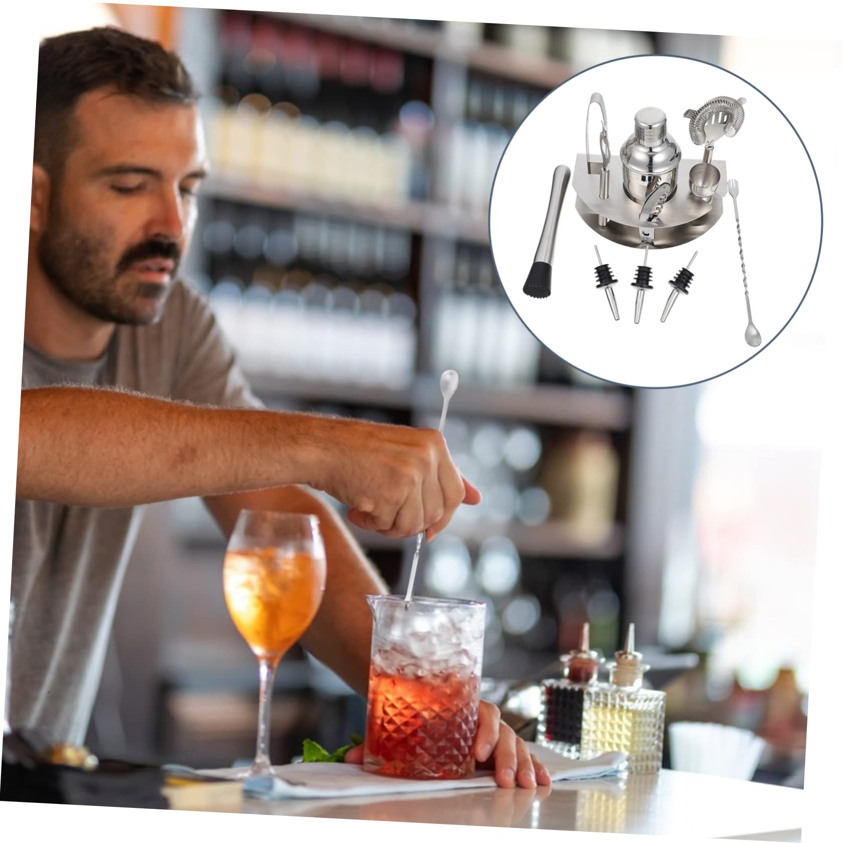 YARNOW Kit Shaker per Cocktail in Acciaio Inox, 12 Pezzi, Professionale e Portatile, per Bar e Casa, per Miscelare Bevande e Aperitivi