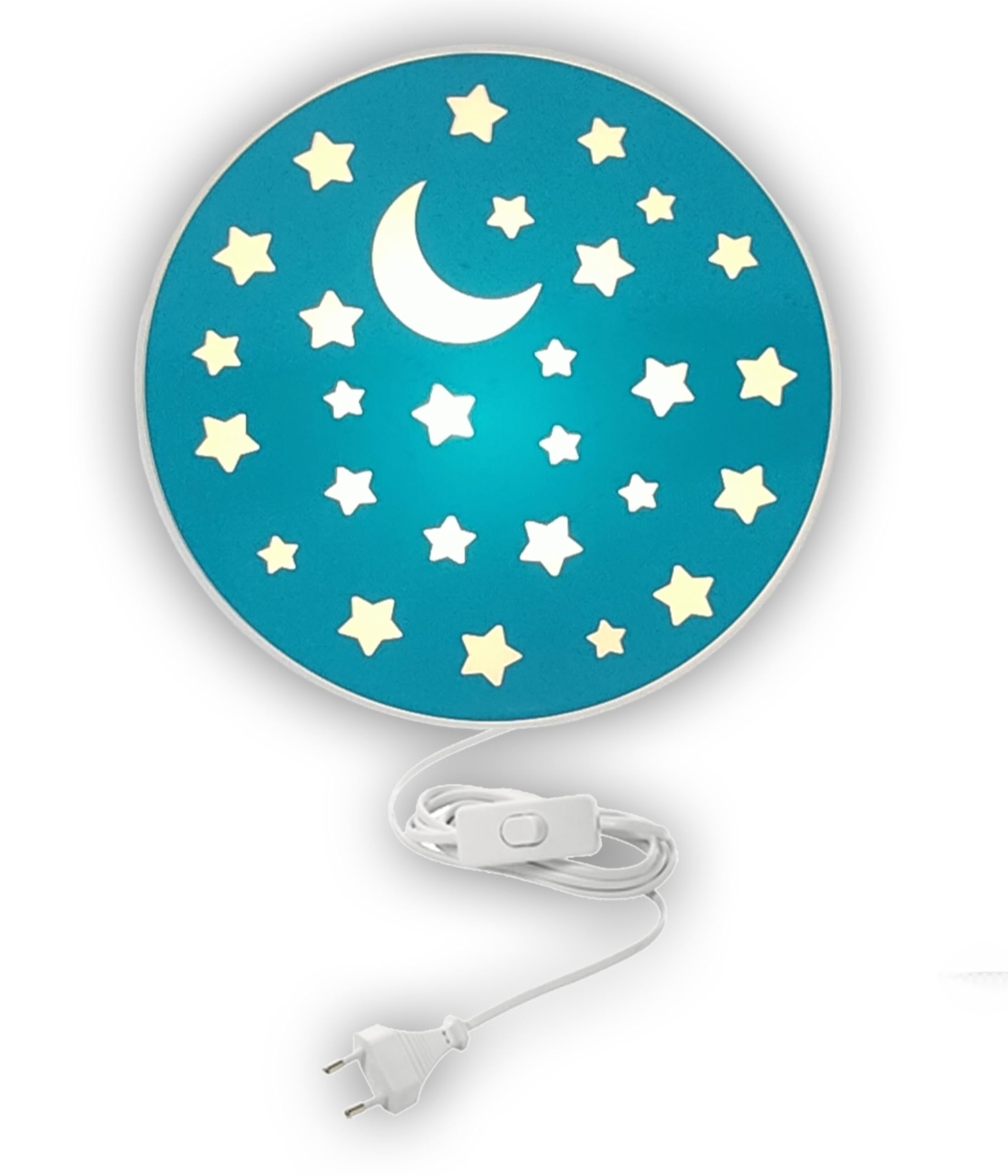 Niermann Standby Wandleuchte Petrol mit Sternen, 1 x E14, max. 10 Watt, Made in Germany, Kinderleuchte, Kinderlampe