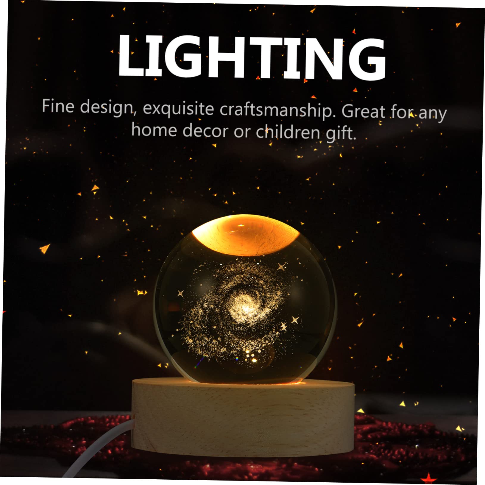ABOOFAN 2pcs Glowing Crystal Ball Night Light with Base Design for Home Bar Office Decor Unique Present for Festivals Nebula Sphere Adds Warmth and Surprise