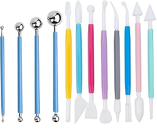 12 Pieces Cake Decorating Metal Ball Fondant Tool, Metal Ball Fondant Cake Decorating Tools Set, Metal Ceramic Pottery Too...