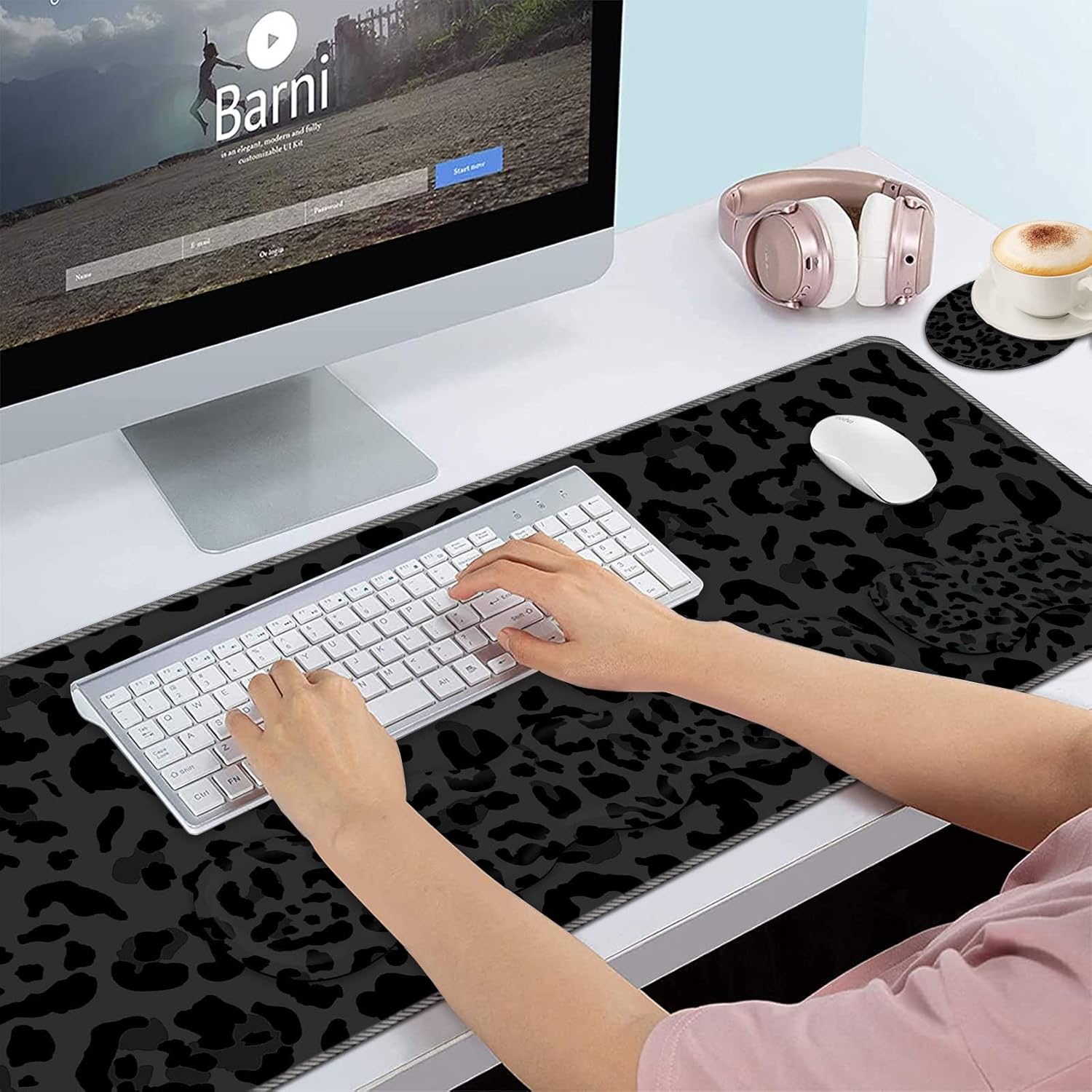 Keyboard Wrist Rest and Mouse Pad Wrist Support Set,Ergonomic Memory Foam Wrist Pad & Non Slip Base for Home Office Working Studying Easy Typing,Pain Relief,Skull Skeleton Black Background