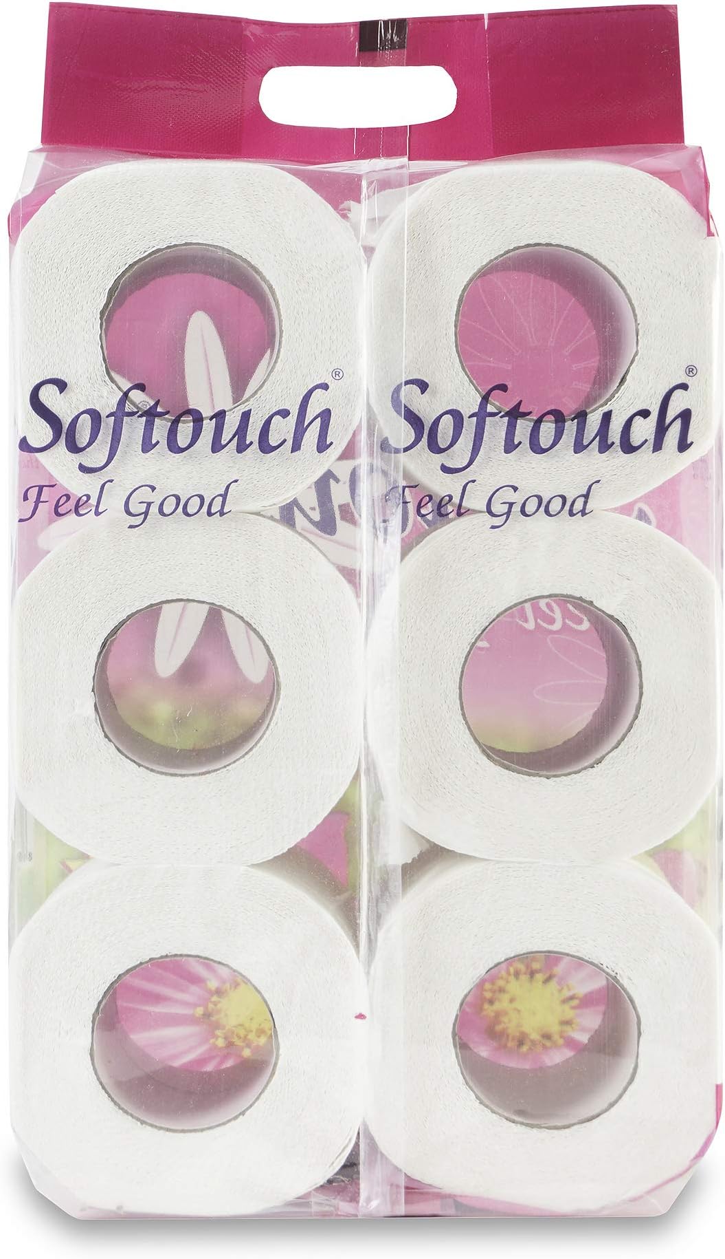Softouch 2 Ply Toilet Paper Tissue Roll Family Pack 6-in-1 (230 Sheets Per roll)