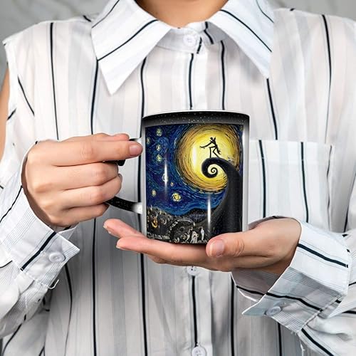 Miniatura 3 de Taza de café personalizada que cambia de color para hombres y mujeres, Navidad, noche estrellada, taza sensible al calor, regalo de cerámica, 12