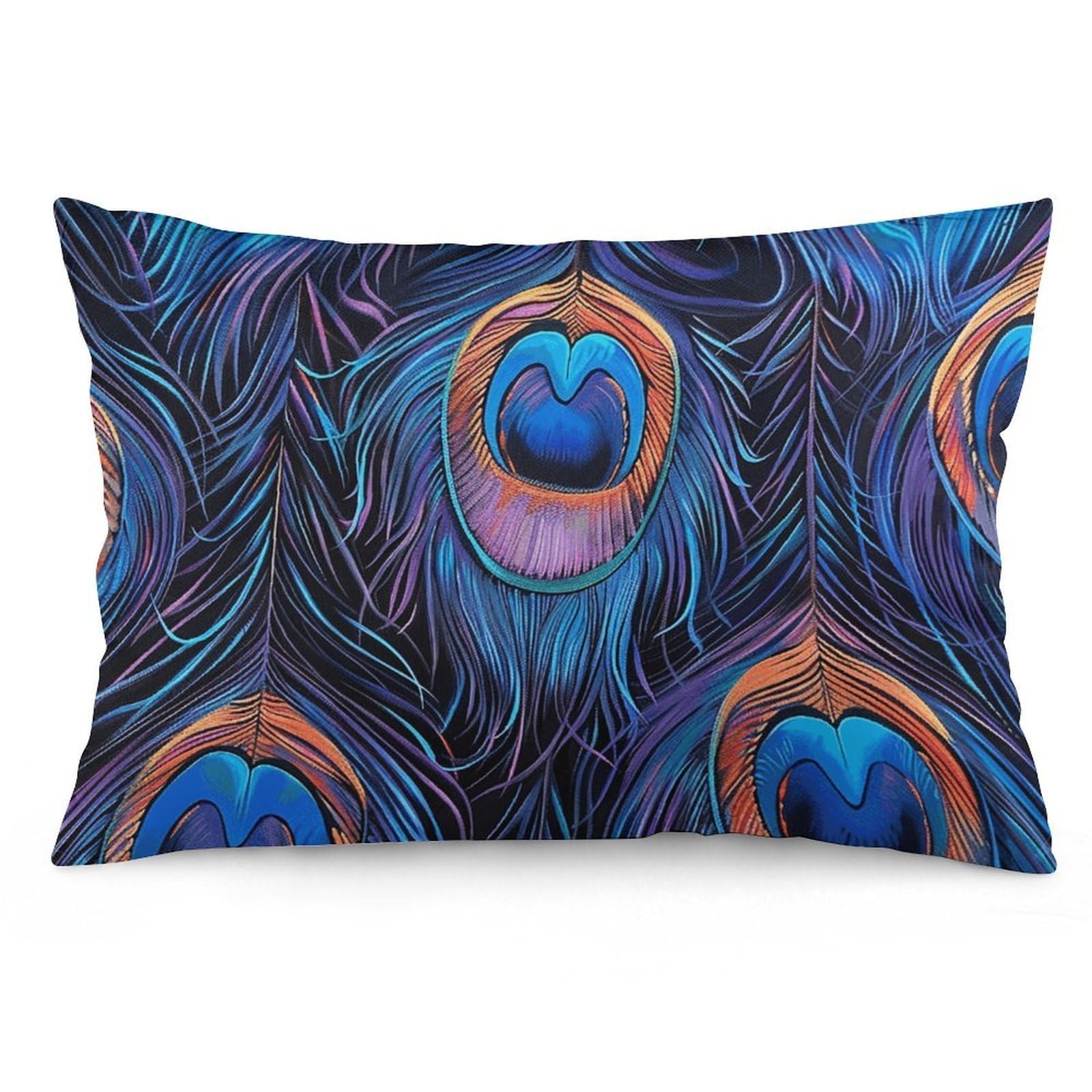 2 Pack Pillow Cases for Hair and Skin, Soft Breathable Pillow Case Covers with Hidden Zipper, Bright Blue Feathers Pillowcase 20"x30" Pillow Covers for Sleeping Gift