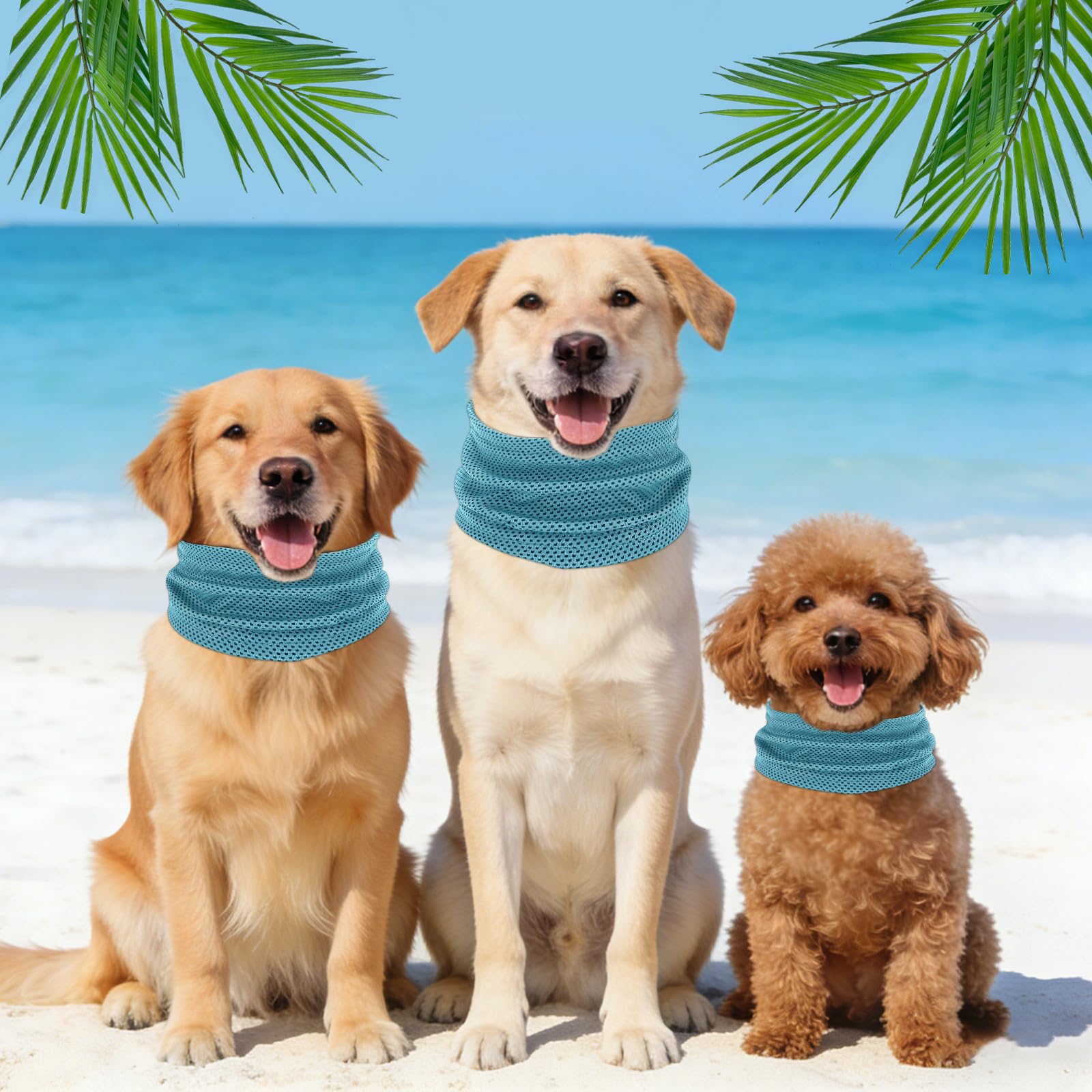 Collare di Raffreddamento per Cani, Collare Rinfrescante per Cani, Bandana Refrigerante per Canis, Collares Refrigerante Cane per Rinfrescare gli Animali Domestici in Estate (Blu, L)