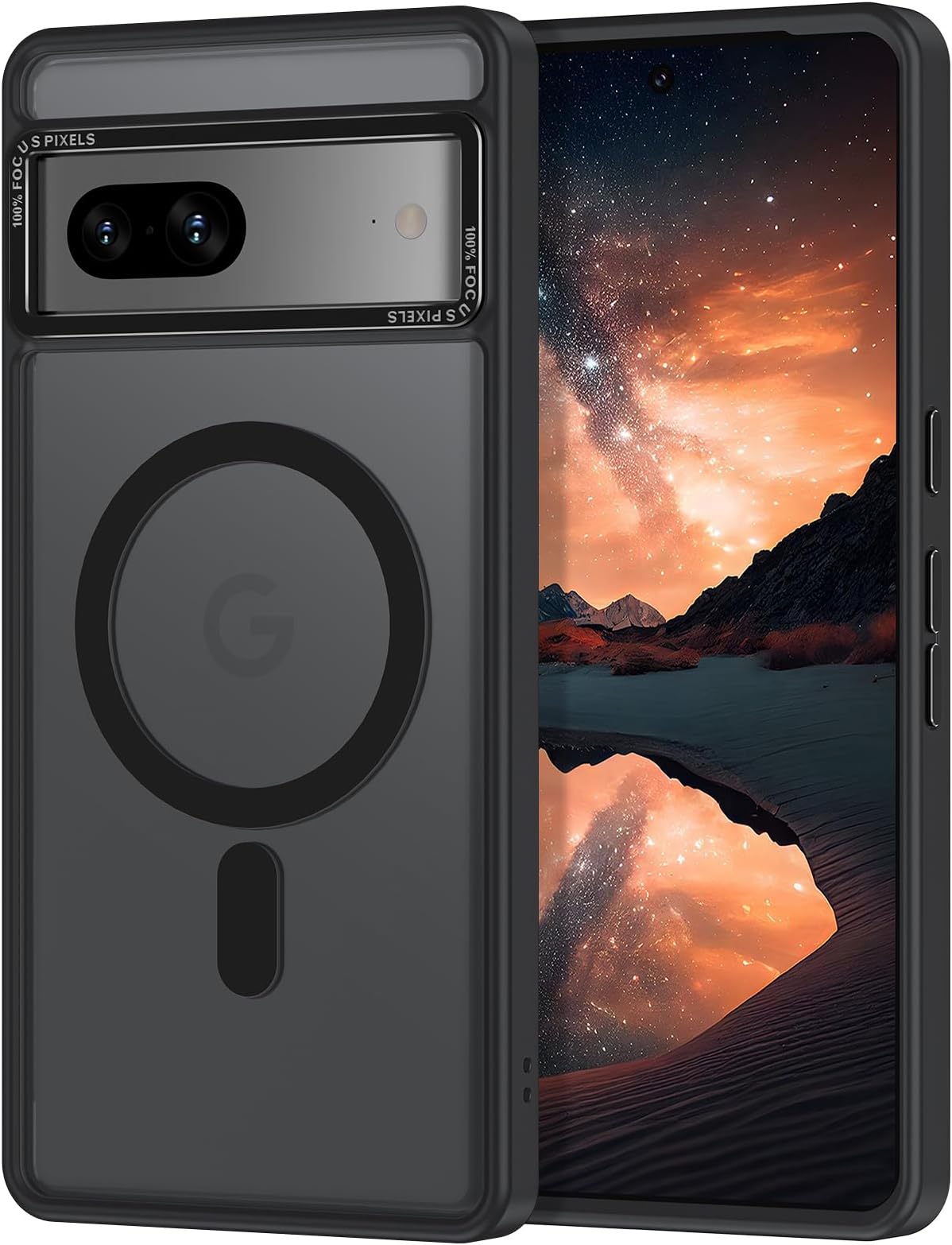 Magnetic for Google Pixel 7 Case, [Military Grade Drop Protection] [Compatible with MagSafe] Shockproof Slim Translucent Matte Anti-Slip for Women Girls Men Case, Black