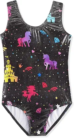 HOZIY Gymnastics Leotards for Girls Toddlers Kids Sleeveless Tumbling Outfits for Dance Print
