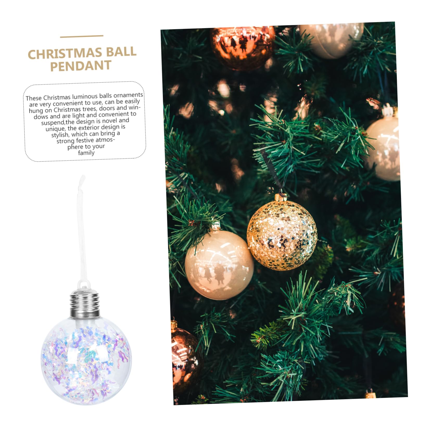 TOPBATHY 4 Sätze Weihnachtskugellichter Christbaumschmuck Weihnachtskugeln Dekorationen Weihnachtsdeko Fairy Lights Weihnachtsversorgung Dekoration Für Weihnachtsfeiern Plastik 3 Stück * 4