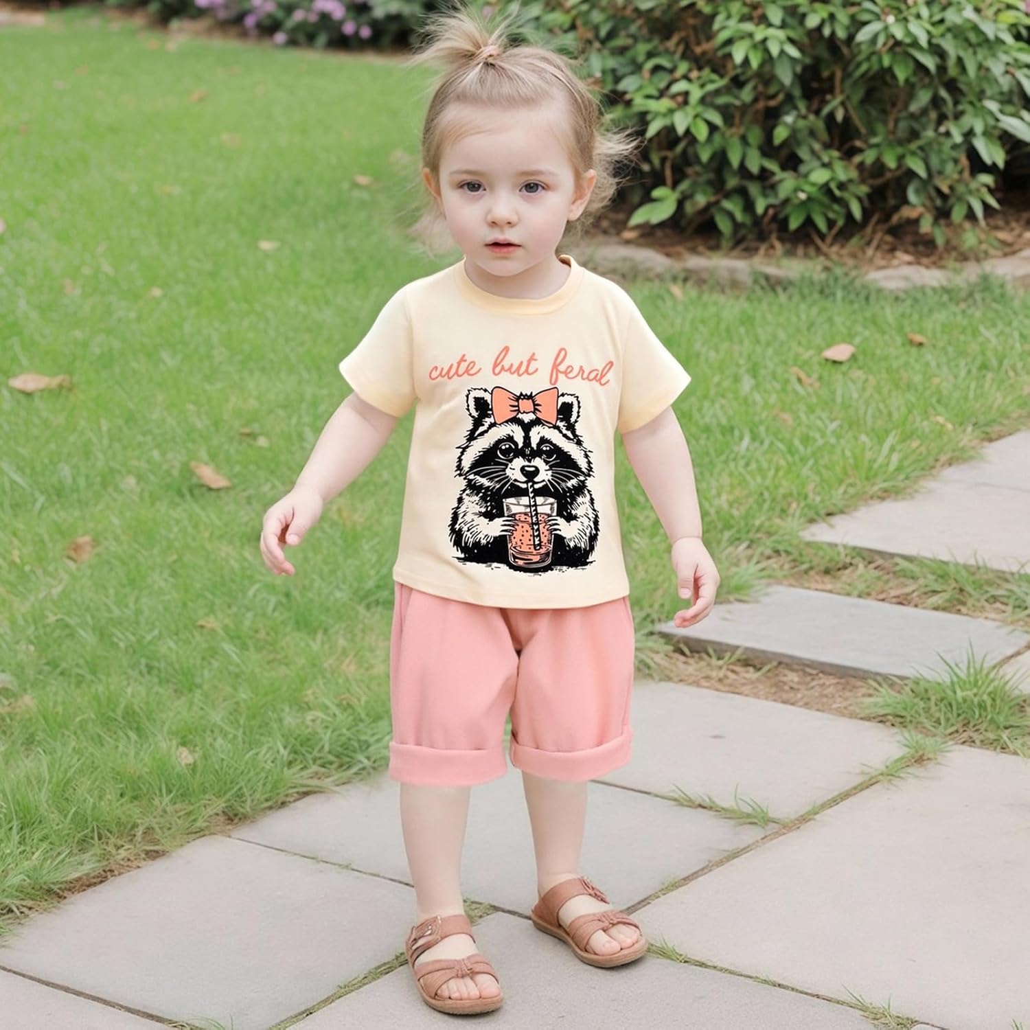Sejardin Baby Girl Summer Outfit Infant Letter Print Short Sleeve T Shirt Tops and Stretch Shorts 6 12 18 24M 2T Girl Clothes - Image 2