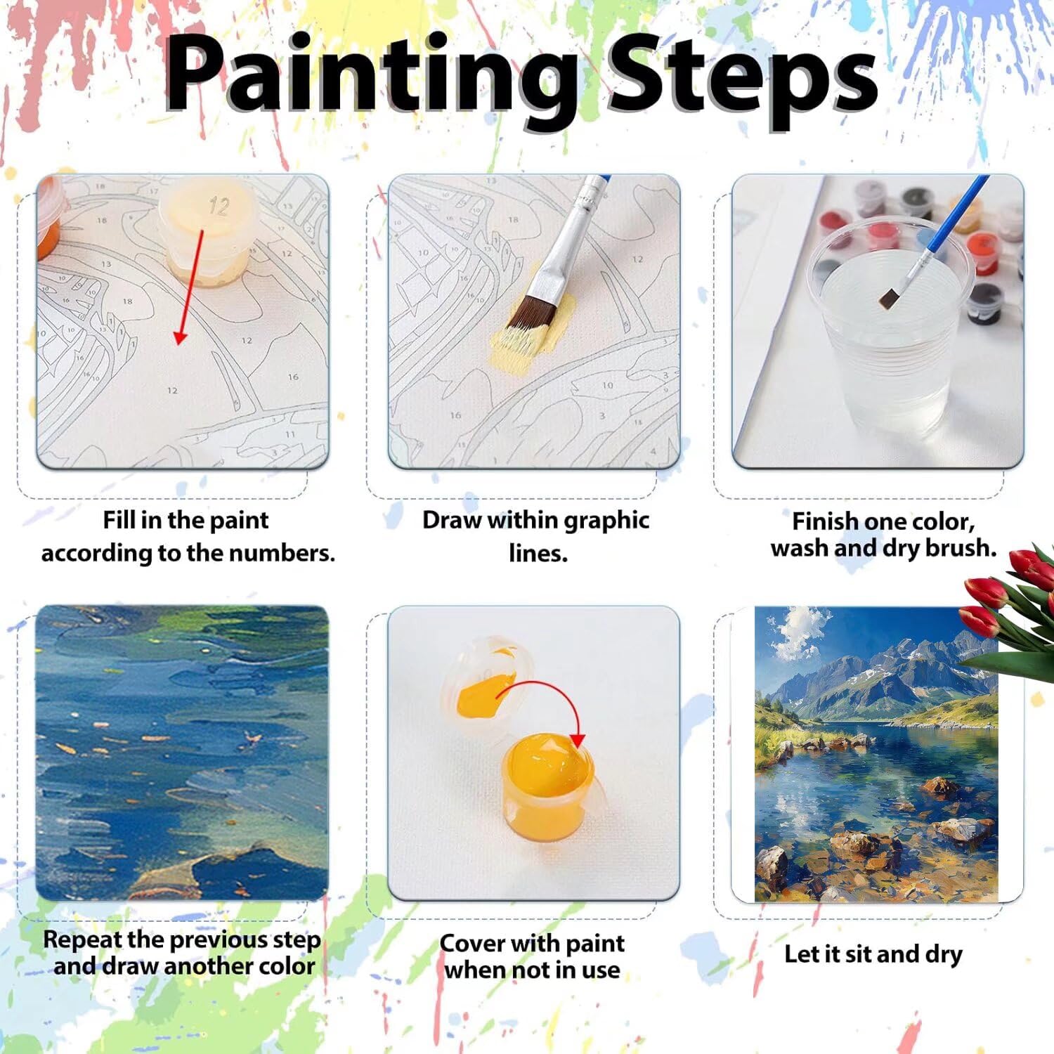 Pintar por Numeros Adultos pintar por numeros niños manualidades niños 10 años, DIY Pintar por Números de Pincel y Pintura acrílica Decoraciones para el Hogar Manualidades, sin Marco 60x80cm C-72