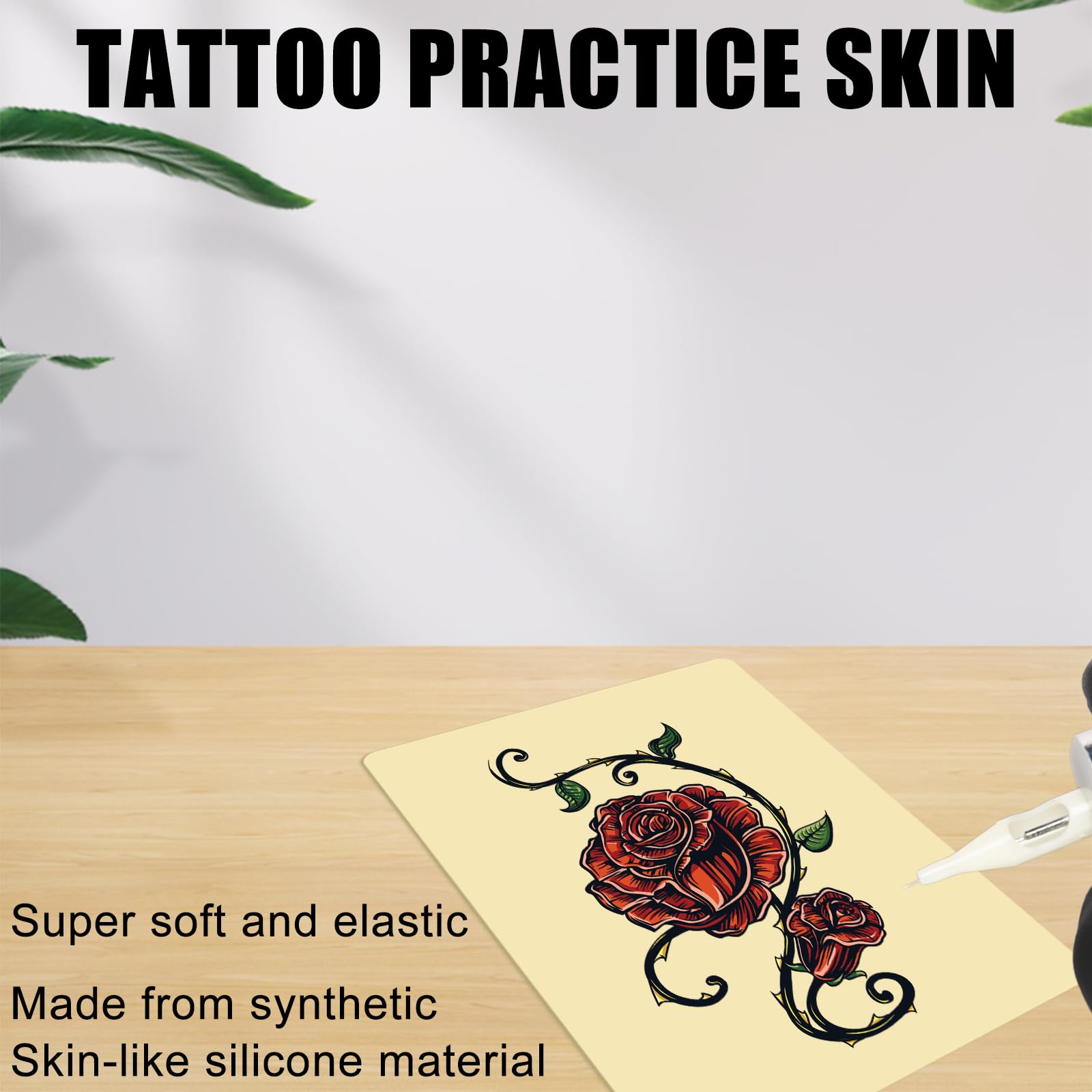 4 Unidades de 30 x 20 cm Piel Sintética de 3 mm para Tatuaje - Uso de Doble Cara con Accesorios
