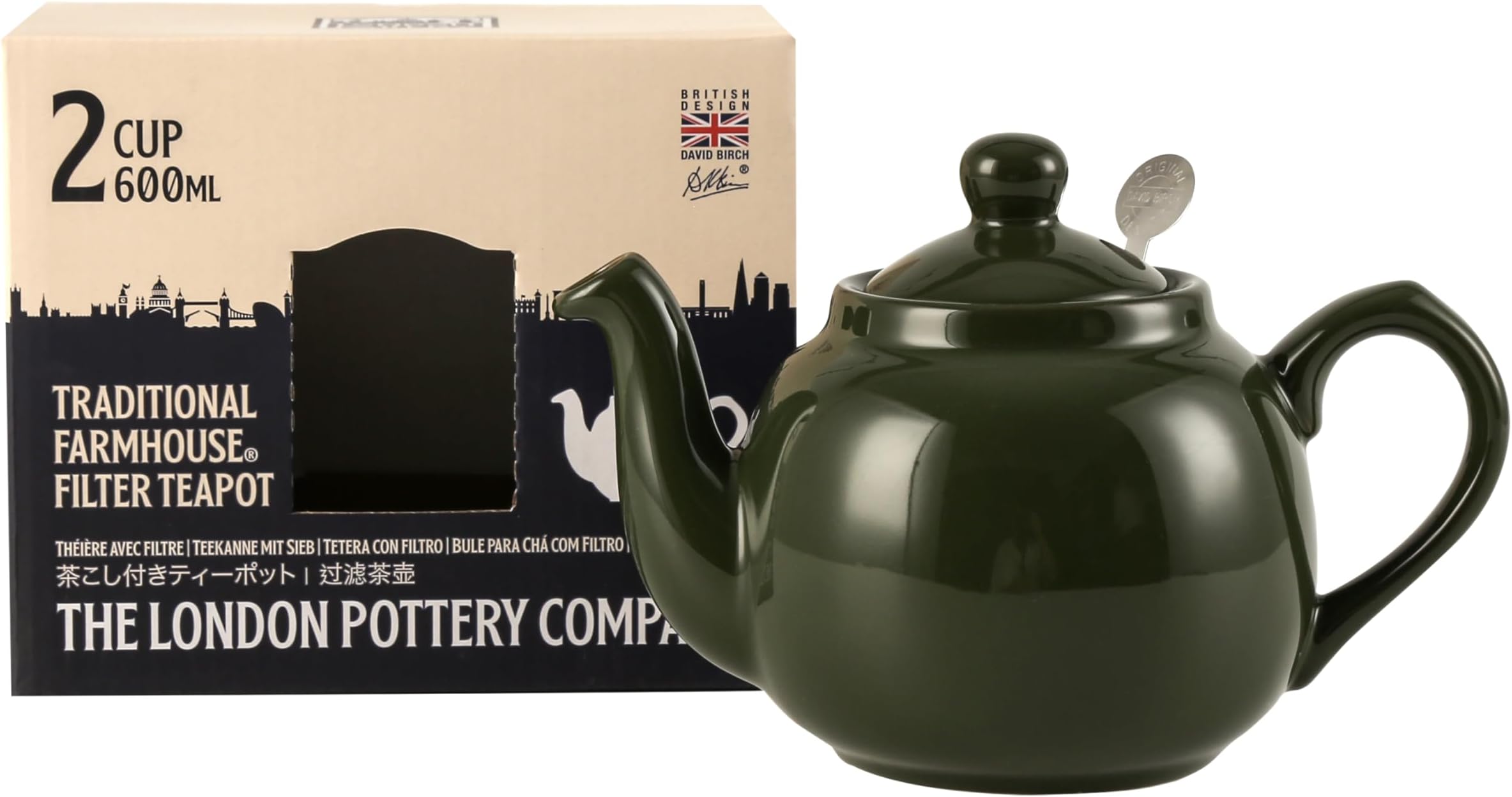 London Pottery Farmhouse Teapot with Infuser, Ceramic, Green, 2 Cup (600 ml)[Parallel Imported Product]