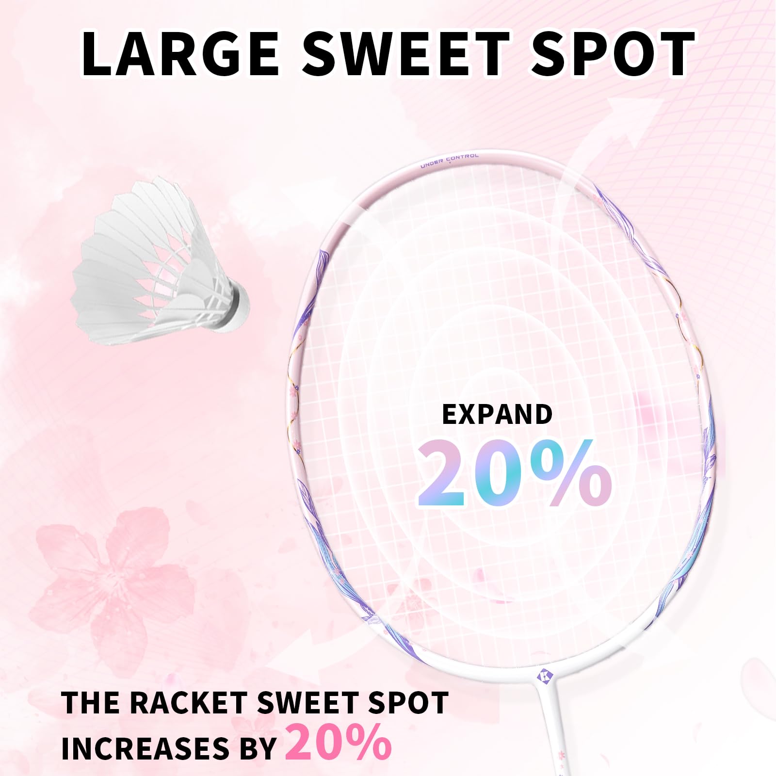 Racchetta da badminton professionale 4U leggera ad alta resistenza, in fibra di carbonio, set rosa con nastri antiscivolo e copertura per principianti, giocatori intermedi, Flower Partner Pro