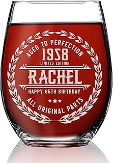 65th Birthday Gifts for Women - Personalized Wine Glass - Funny Novelty 65 Year Old Woman Gift Ideas - 65th Decorations for Her, Wife, Friend - Unique 65th Birthday Present for Her 1958 Gift