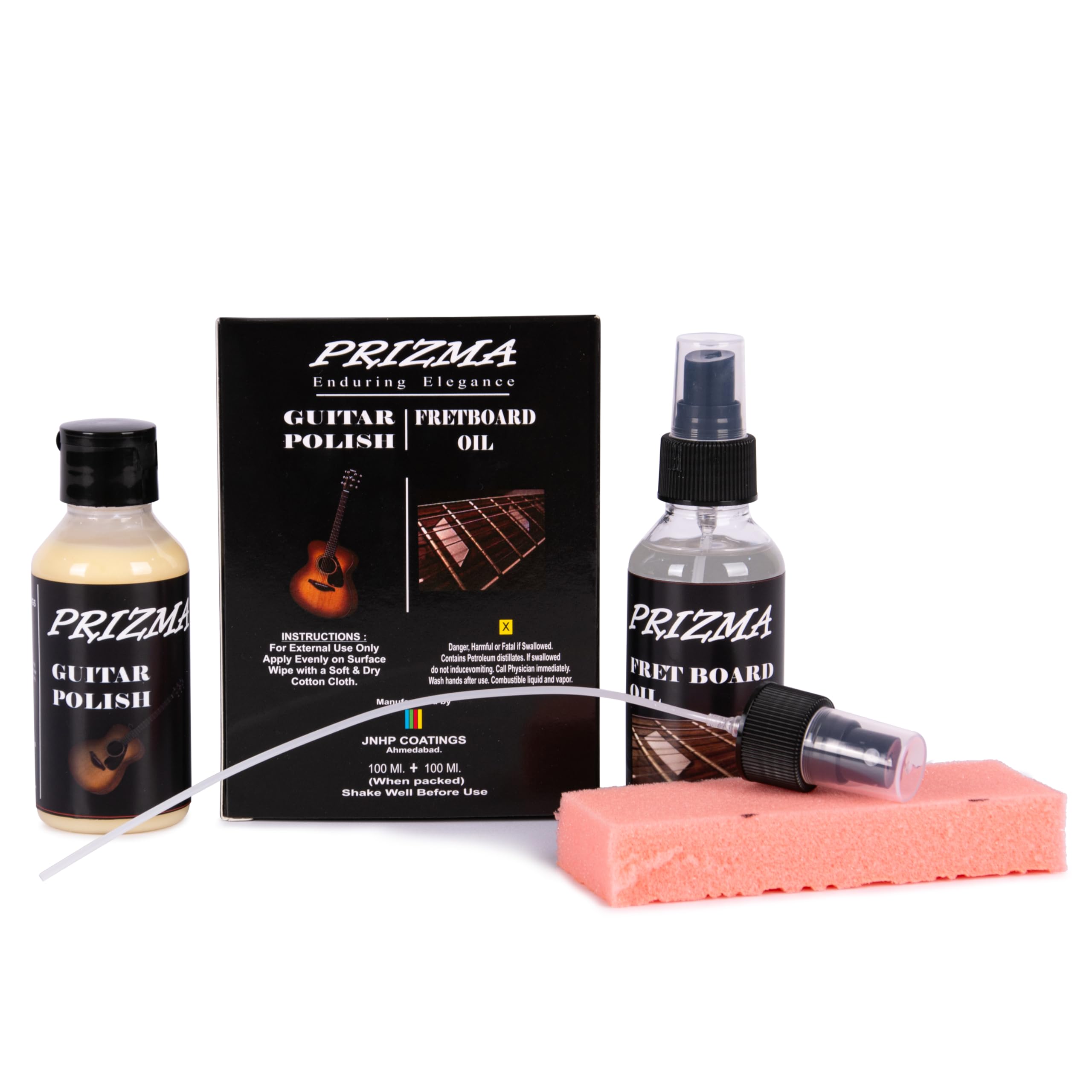 Prizma Guitar Polish And Oil Combo Pack : 100 ml Lemon Oil for Fretboards & 100 ml Polish for Guitar Body + Applicator β For Acoustic, Electric & Classical Guitars 1