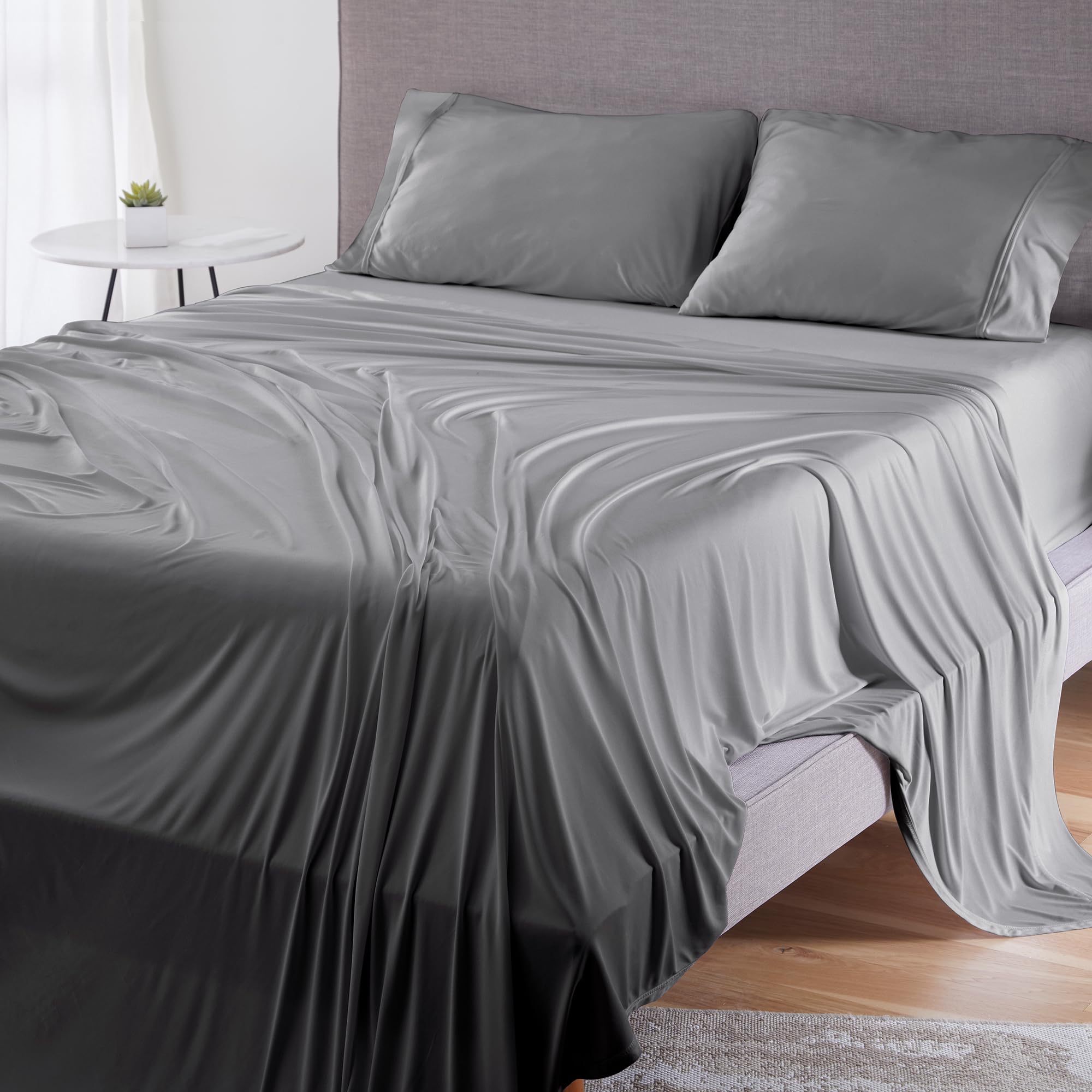 BEDGEARDri-Tec Bed Sheet Set for Hot Sleepers - Moisture-Wicking - Temperature Regulating - includes Fitted Sheet, Flat Sheet, and 2 Pillowcases - Queen - Grey
