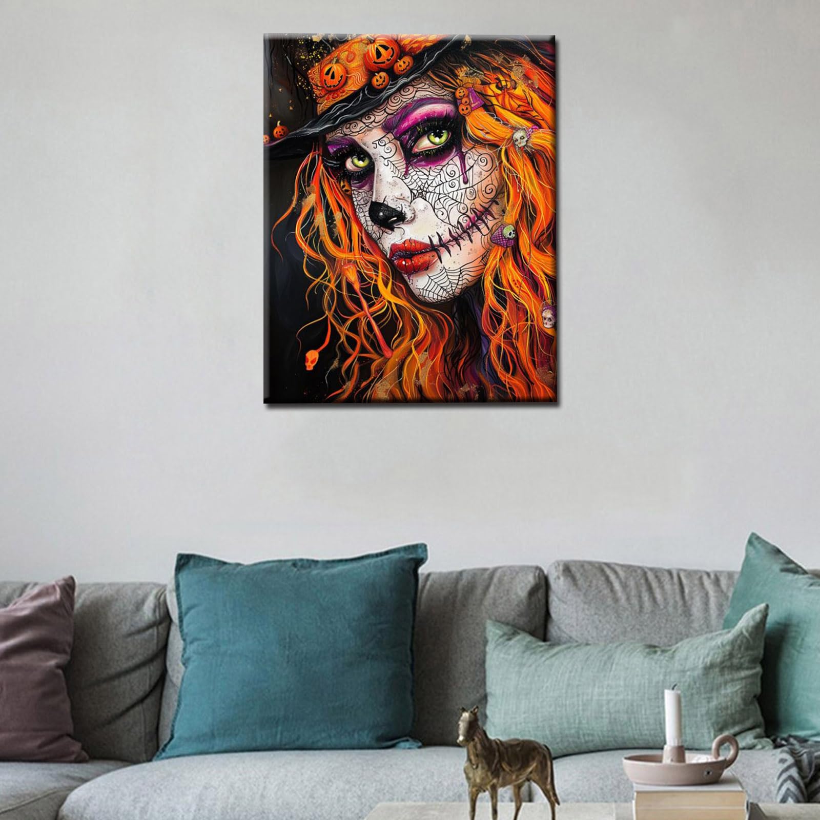 Komidea Kit Pittura Con I Numeri Per Adulti - Quadro Fai Da Te "Ragazza Sognatrice", Tela 40,6x50,8 Cm, Colori Acrilici E Pennelli Inclusi