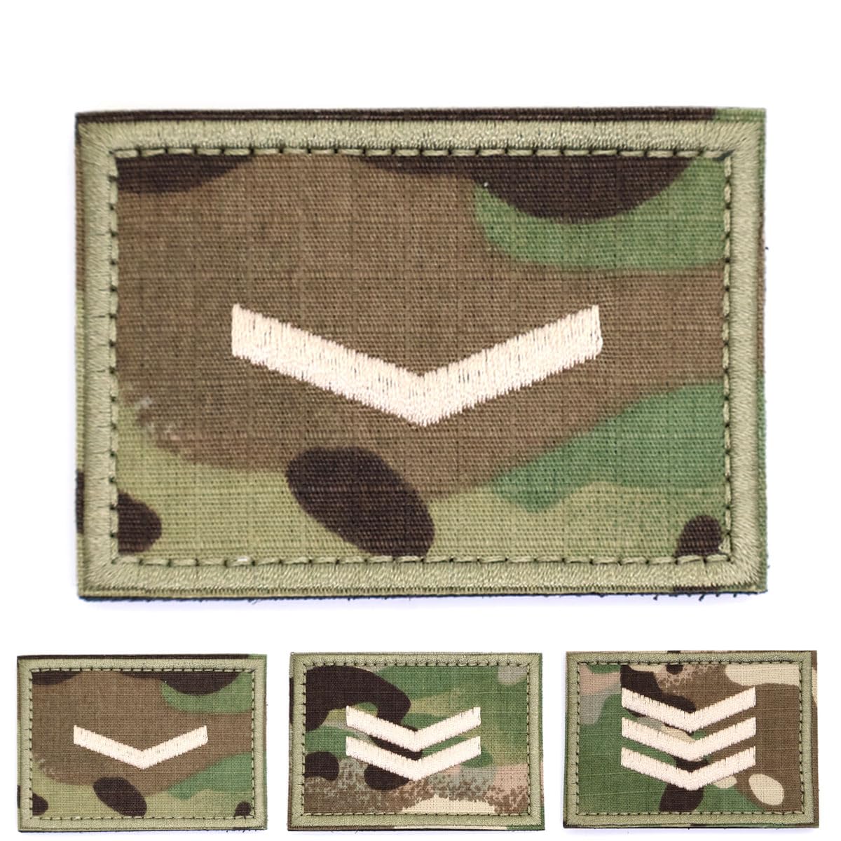 Camouflage Rank Patch Insignia Sergeant Lance Corporal Badge Chevrons Embroidered Hook and Loop Patches Army Military MTP EMS EMT Camo (Lance Corporal)