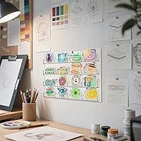 Vista 2 de Wall Mounted Sticker Display Organizer – 16 Pocket Clear Acrylic Sticker Holder Rack, Easy Install Wall Display for Stickers, Business Cards