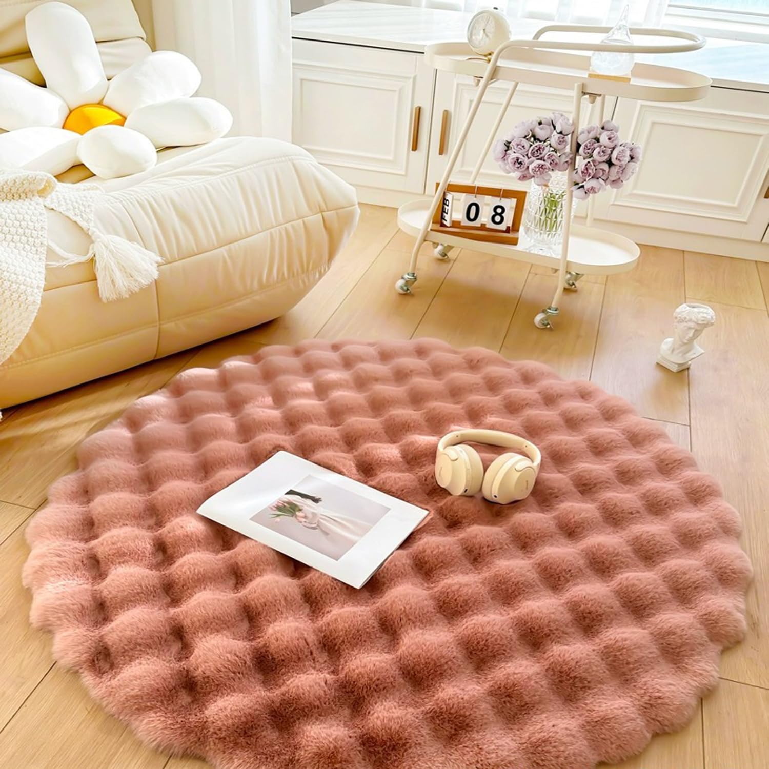 Tappeto moderno non perde pelo, design antiscivolo, perfetto per soggiorno o camera da letto, 80 cm, soffice tappeto rotondo.