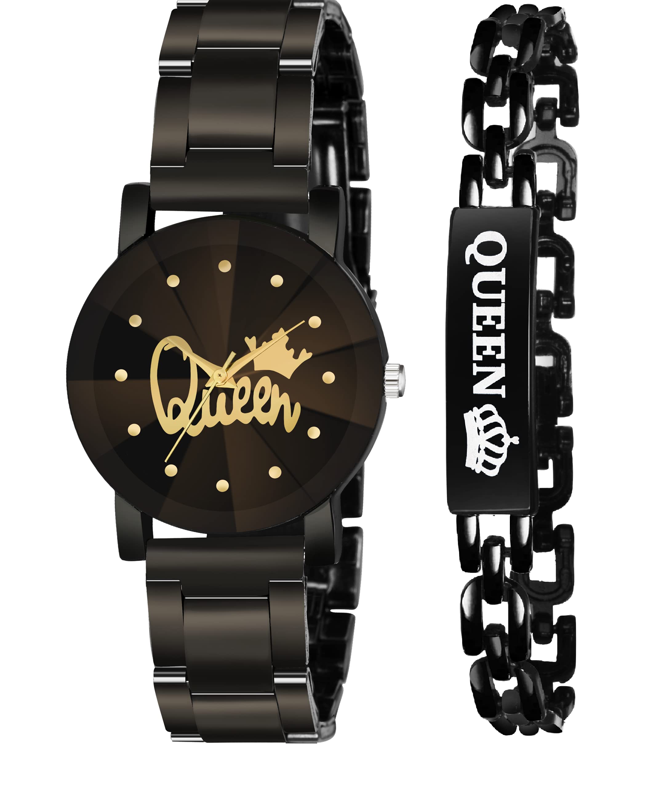 CERO Queen Printed Analogue Girls Watch and Bracelet (Black) - Pack of 2 (B098QZPHWK) Amazon Price History, Amazon Price Tracker