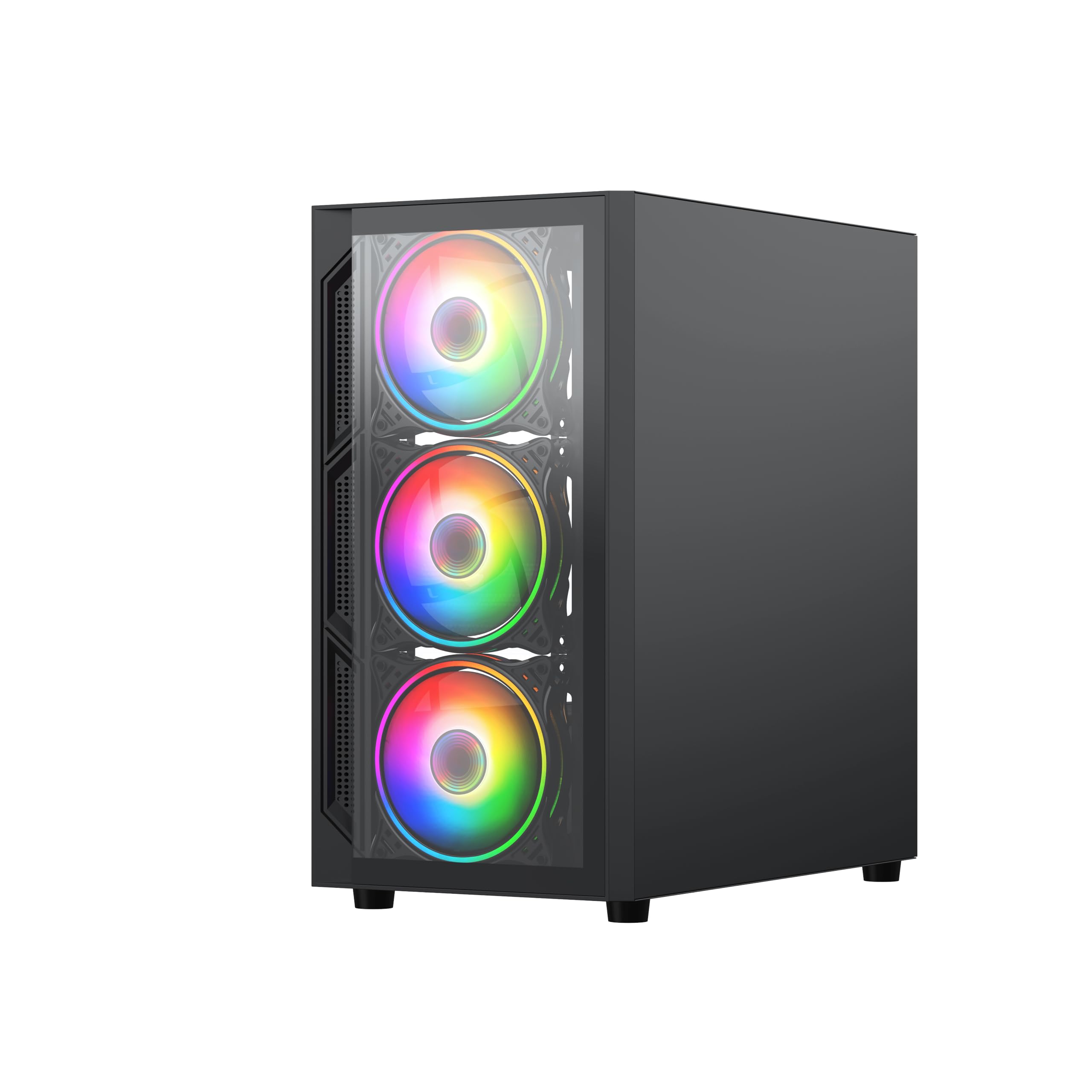 Vida Lucid ARGB Boîtier de Jeu avec vitre Avant et latérale, Micro ATX, 4 Ventilateurs ARGB Infinity Noir
