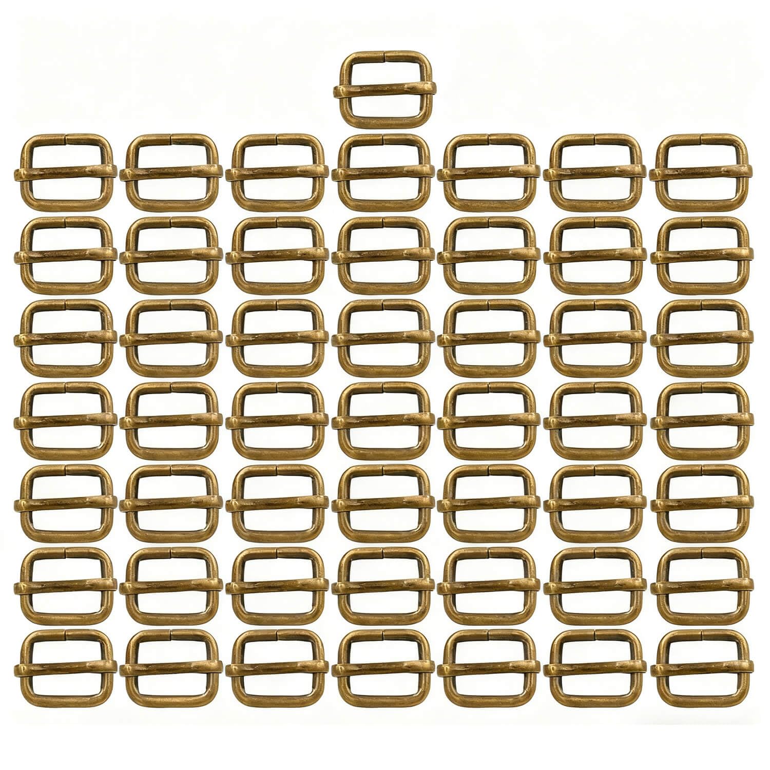 BIKICOCO Metal Slide Adjuster Buckle Tri-Glides with Movable Center Bar, for Straps, 0.6 x 0.51 Inch, Bronze, Pack of 50