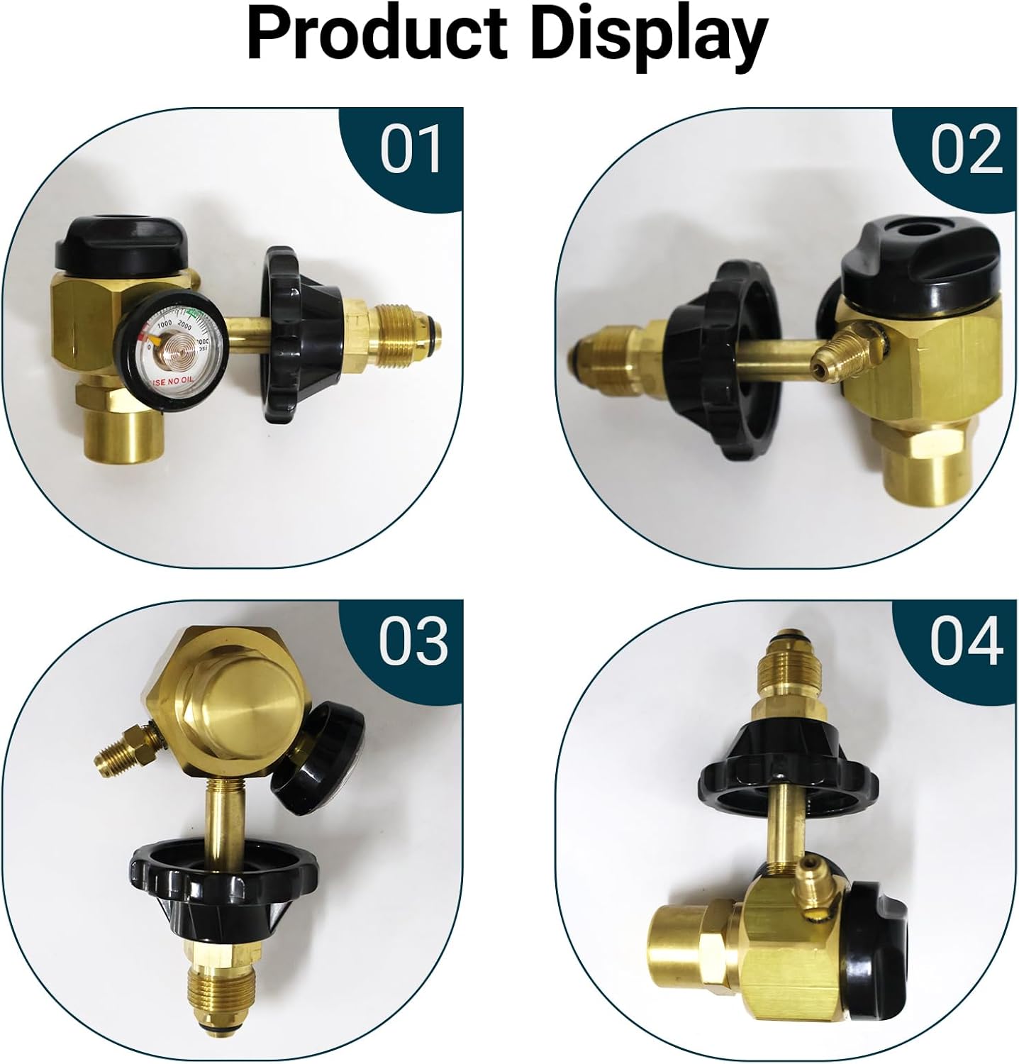 VN-500 Nitrogen Purging Regulator w/500psi - 4-Position Flow Control (TST/PRG/BRZ/OFF) for leak testing,Heavy-Duty Brass