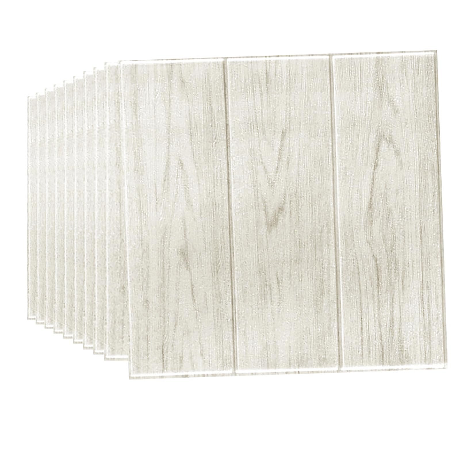 Anttyscar 20PCS Oak White 3D Wall Panels 35 x 35cm Self-Adhesive Wood Panels for Walls Waterproof Wall Sticker Soft Foam Panels Original Wood Grain Panelling Ceiling Tiles