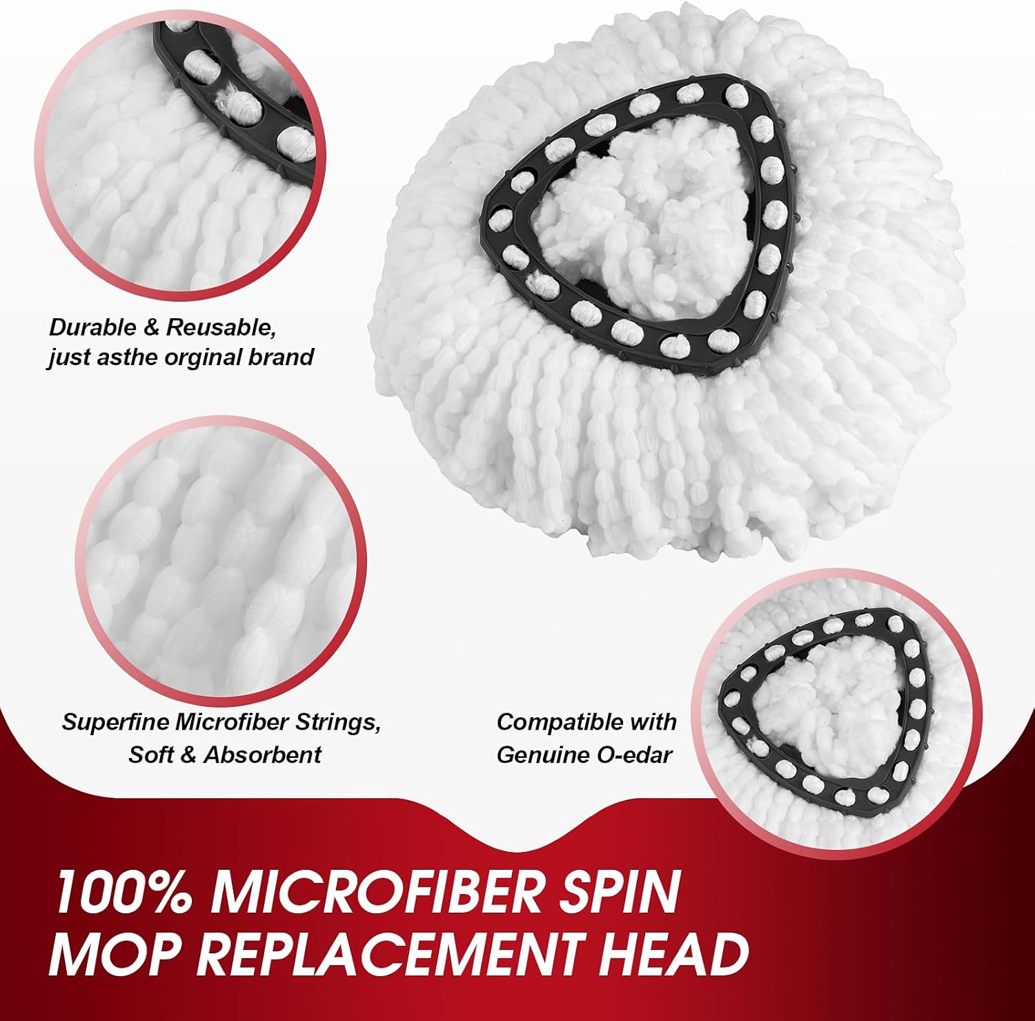 16 Pack Spin Mop Refills Head, Mop Heads Replacement for Spin Mop, Washable Microfiber Mop Replace Head Spin Mop, 360°Spinning Micro Replacement Mop Head for Easy House Cleaning Floor Mopping