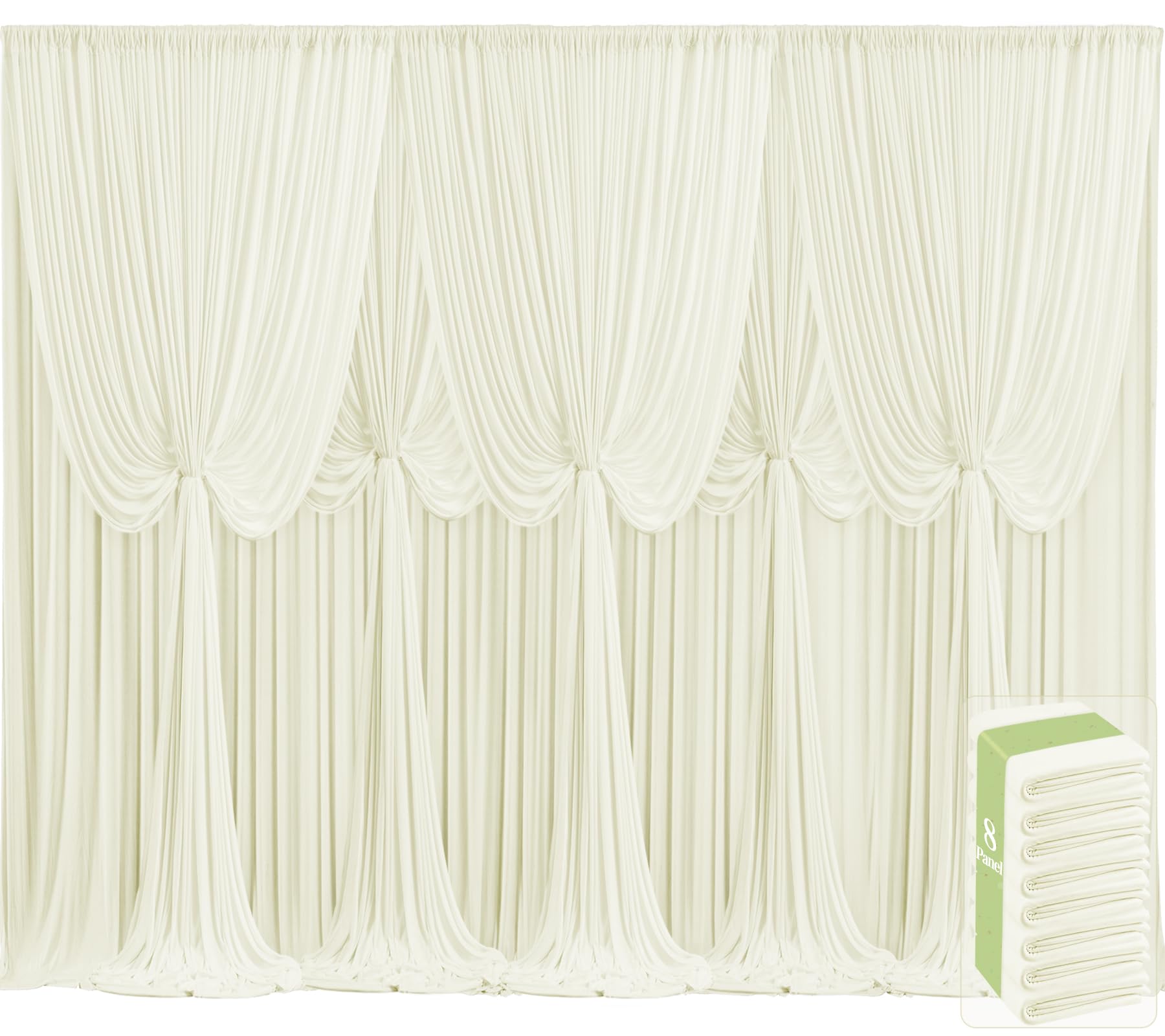 8 Panels Ivory Backdrop Curtains for Wedding Party Wrinkle Free Backdrops Curtain Drapes Fabric Decorations Photo Back Drop Cloth for Baby Shower