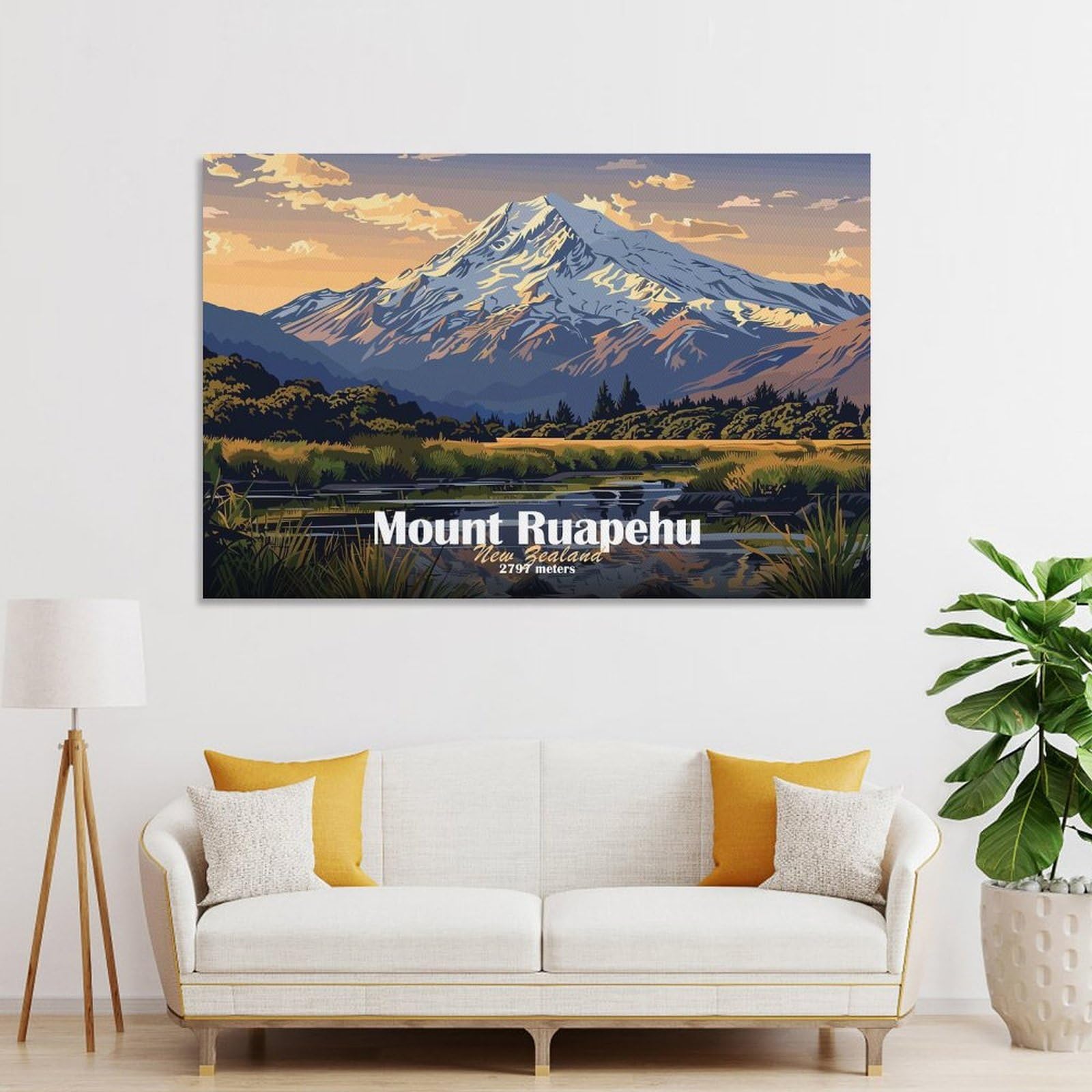 Junmoney Mount Ruapehu, New Zealand Decorative Wall Artwork 12x18inch(30x45cm), for Living Room, Bedroom, Office Or Hallway, Decorative Artwork with Broad Appeal