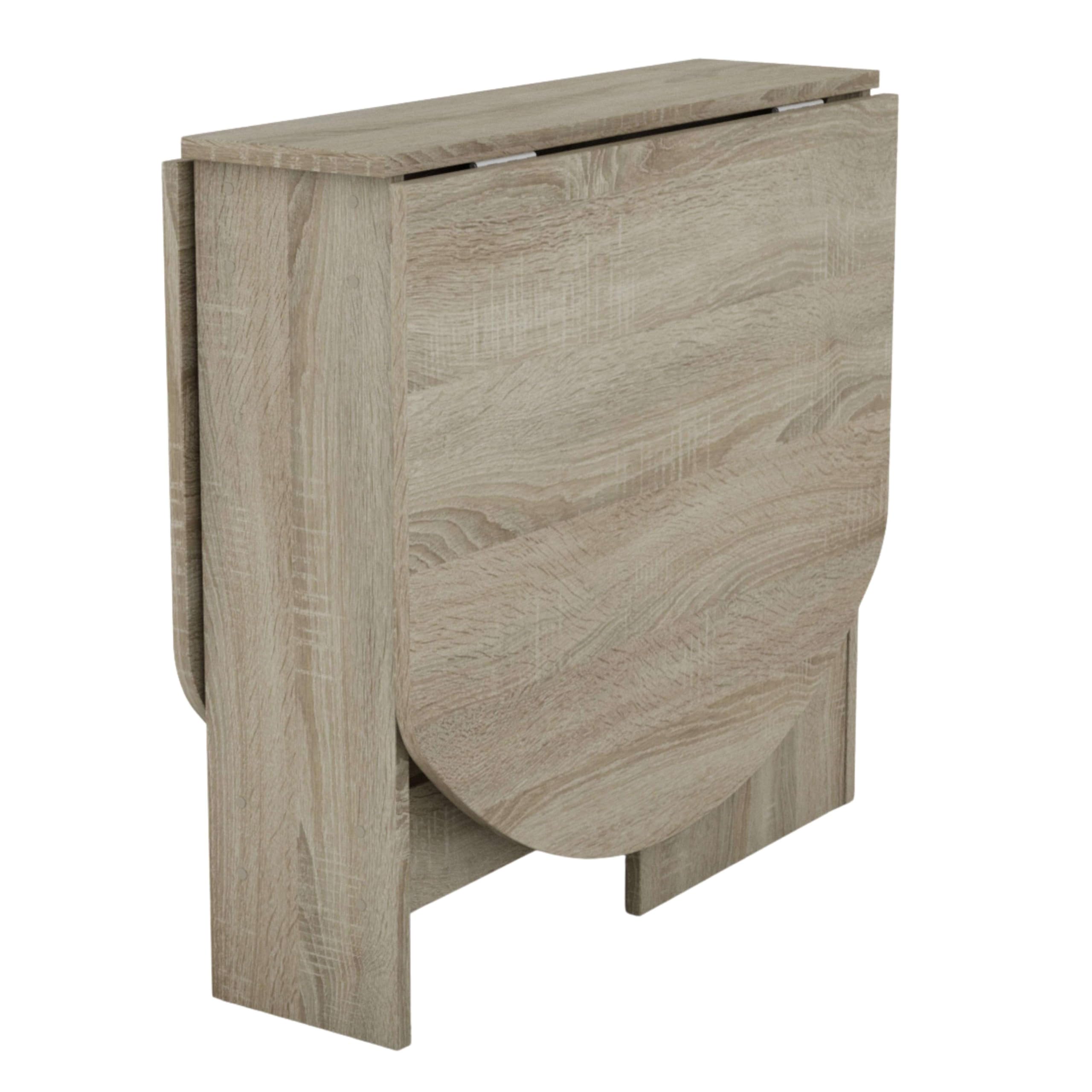 Miroytengo Mesa Plegable de Comedor, Mesa de Cocina Redonda Alas Abatibles Sand Roble Sonoma 150x75x80 cm