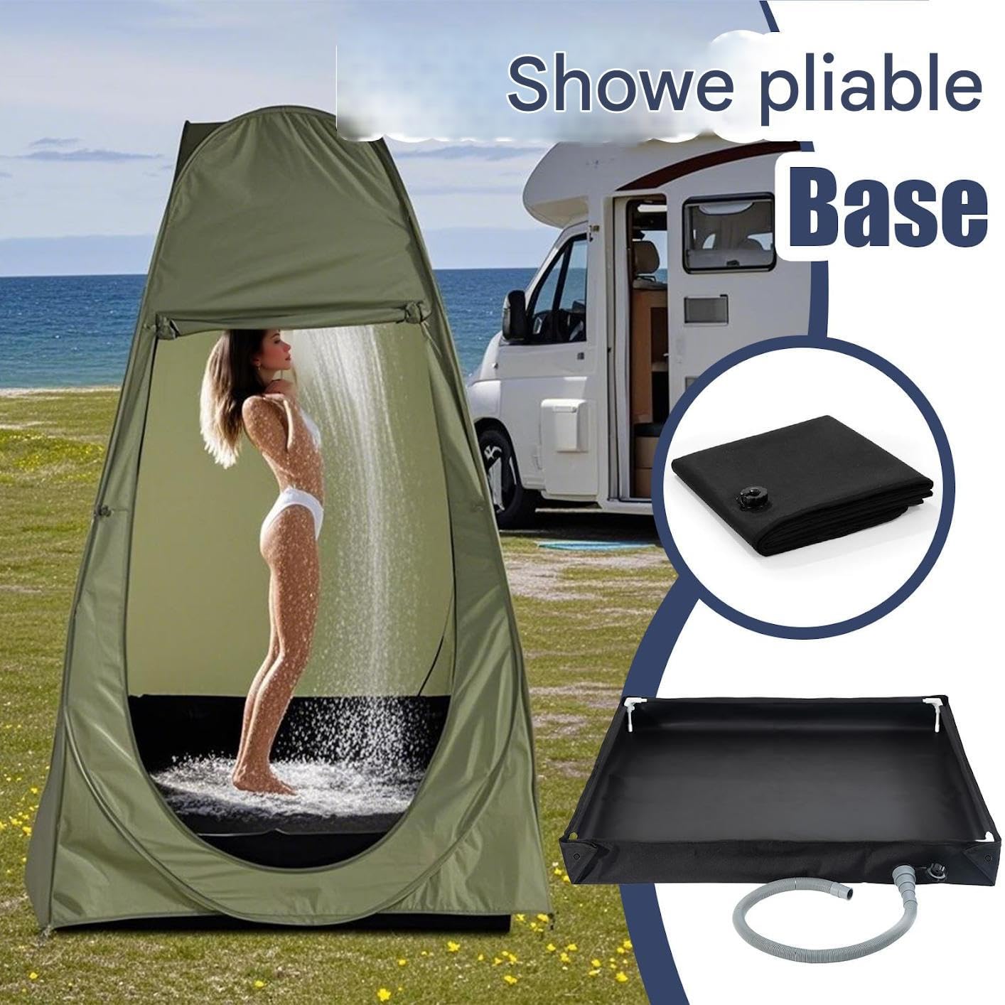 Base De Douche Pliable Pour Camping, Bac De Douche Portable, Bac Douches Pliable Camping Car, Base De Bain Avec Tuyau De Drain Drainage - Panage De Bases De Douches De Camp Portable Avec Tuyau