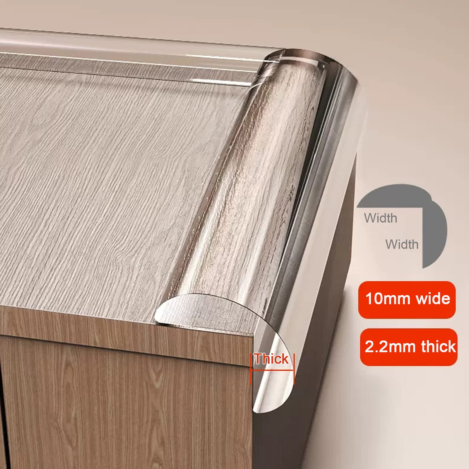 Paraspigoli di Sicurezza per mobili, Protezioni angolari Trasparenti per Bambini, tavoli di Sicurezza per Bambini Protezioni angolari per mobili Contro Angoli acuti,Transparent-6mx1cm