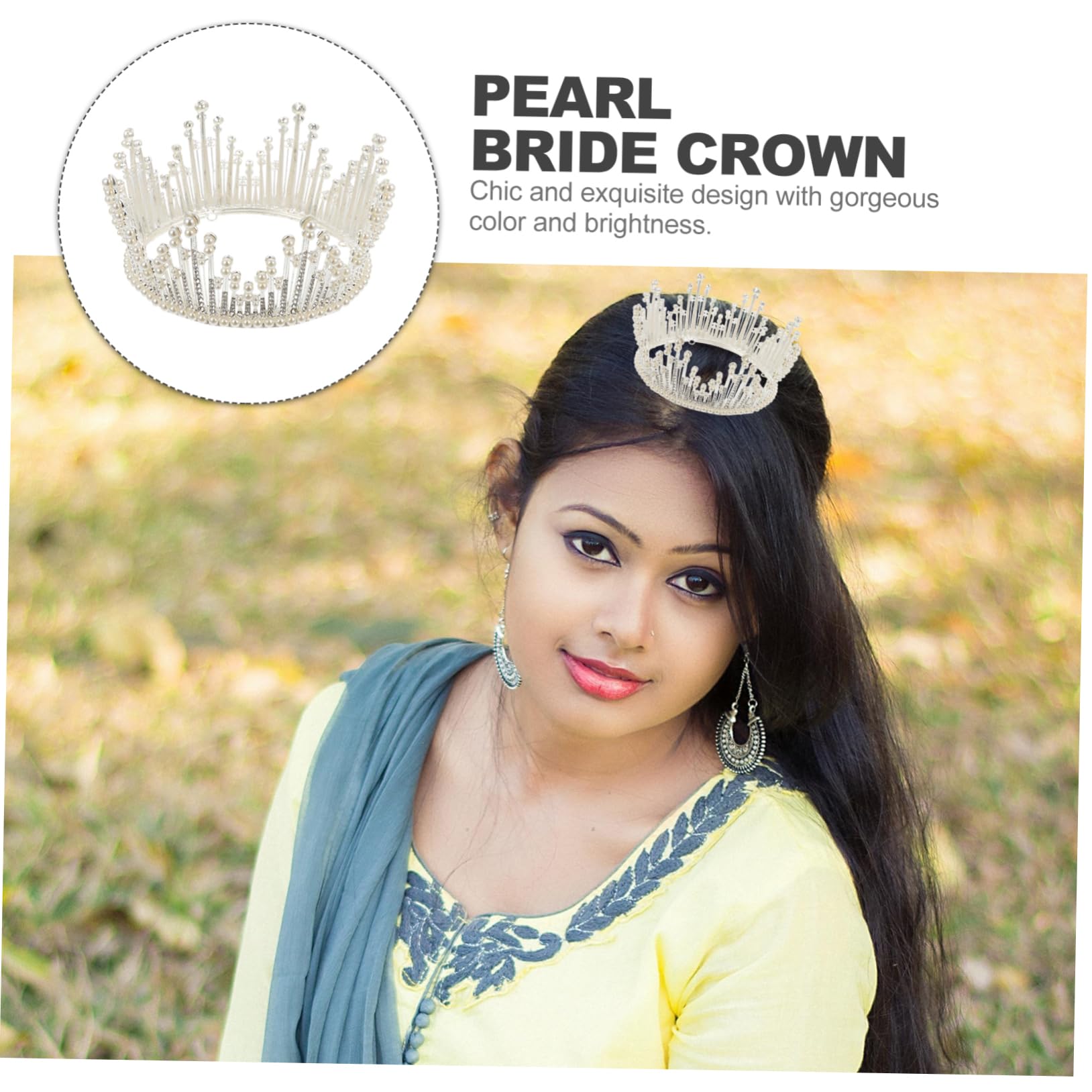 Tocado de Novia de Perla Plata para Fotografía y Fiesta de Mujeres | Diadema Barroca, Brillo Distintivo y Estilo Chic, Accesorio para Boda y Prom, Adorno Capilar Elegante